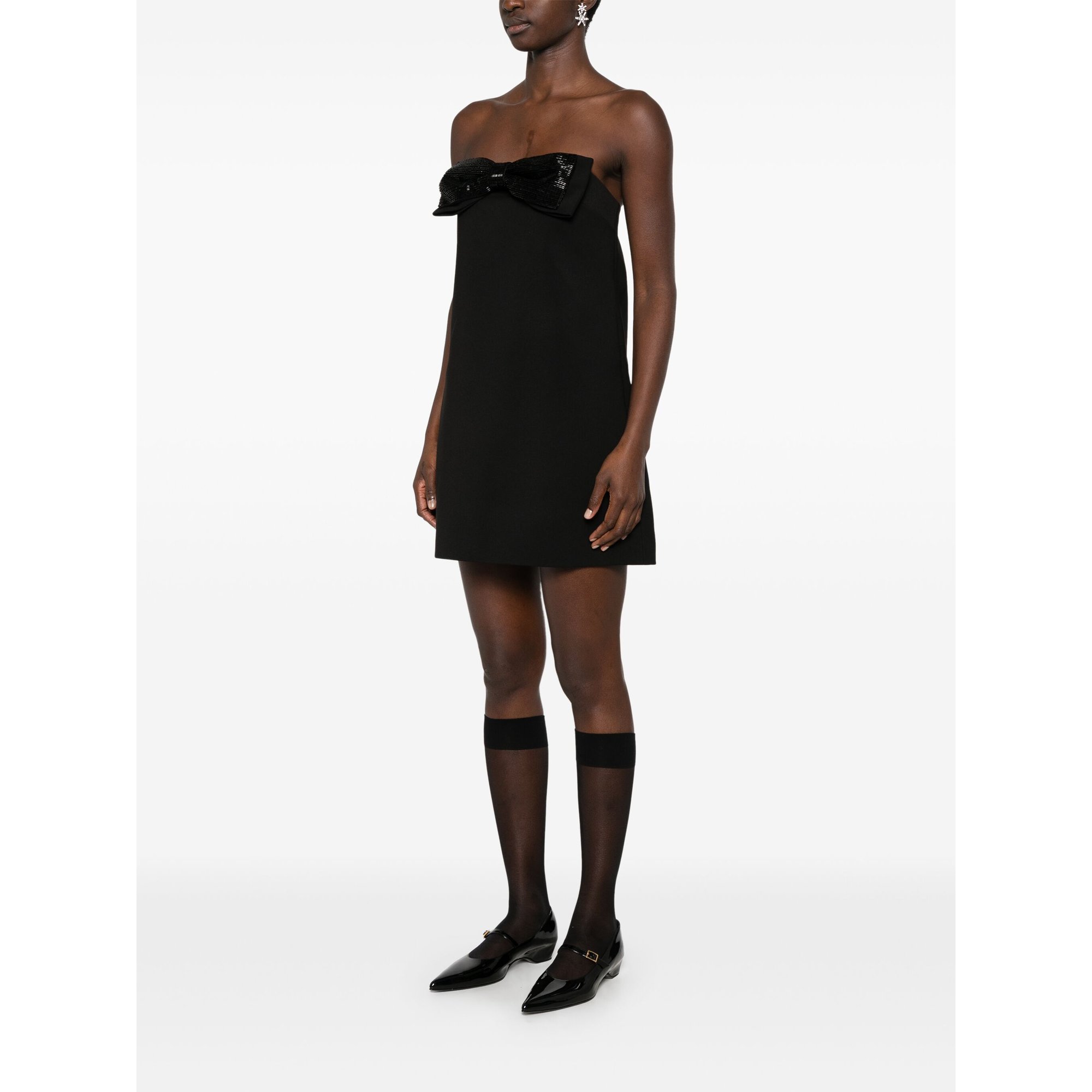 Black Crepe Bandeau Mini Dress Rs25121sb SELF-PORTRAIT vista3
