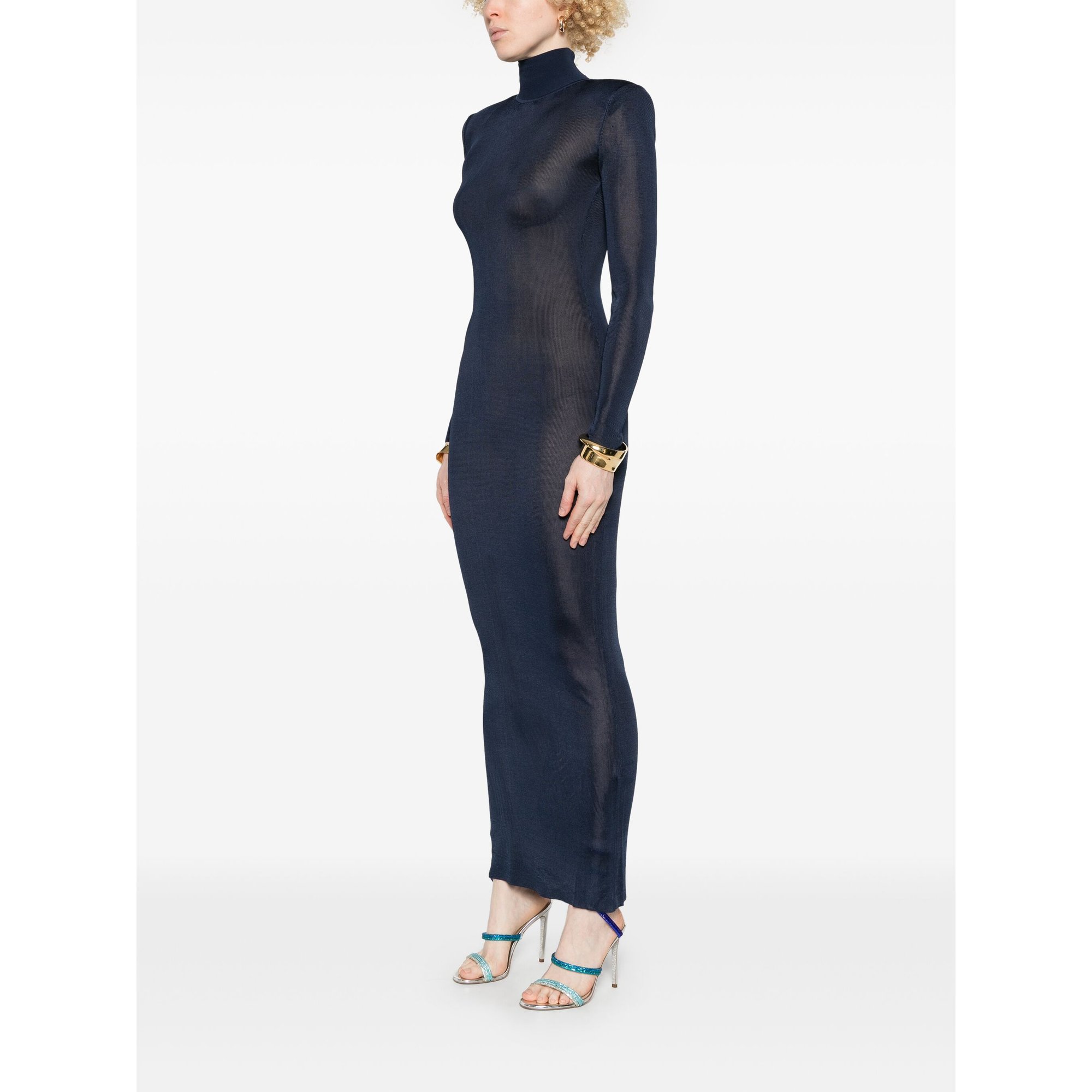 Abito Maxi in Maglia di Viscosa Blu Navy Rs25125xbl SELF-PORTRAIT vista2