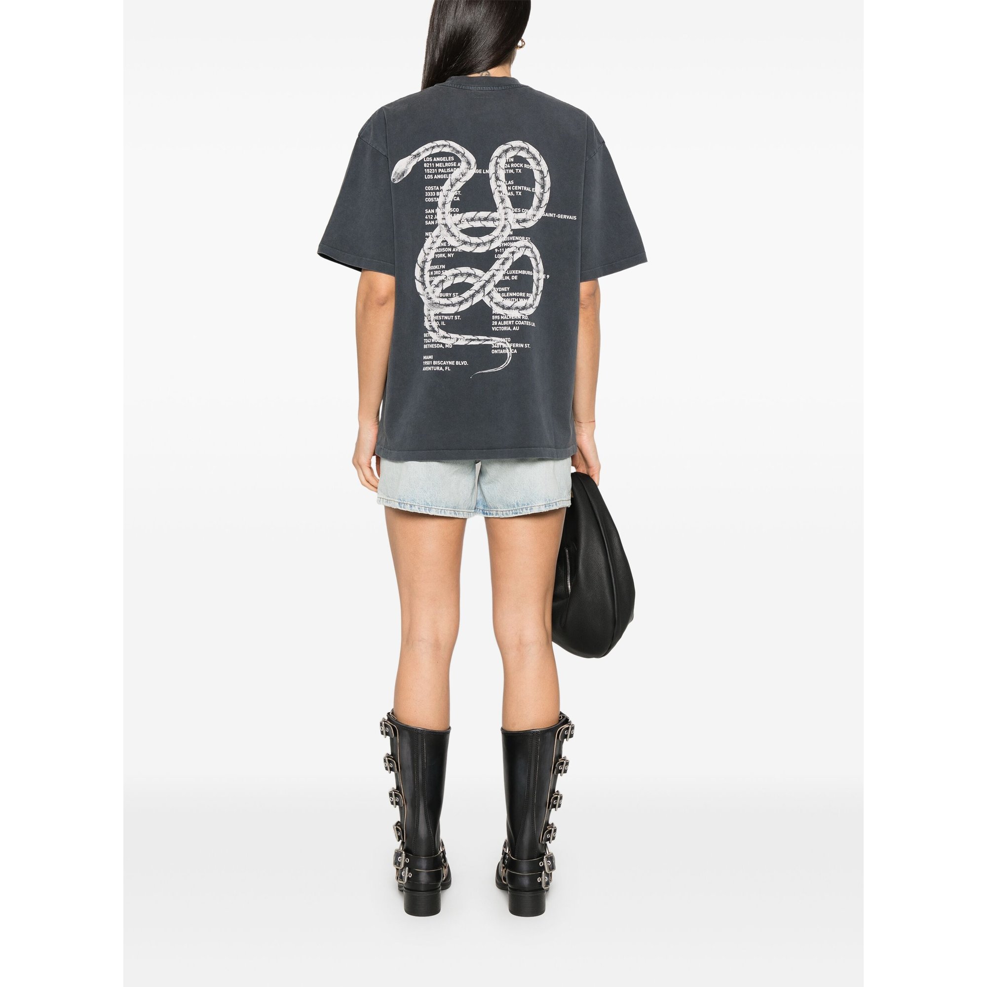 Kent Tee Twisted Snake - Washed Charcoal A0810519vtg1 Anine Bing vista1