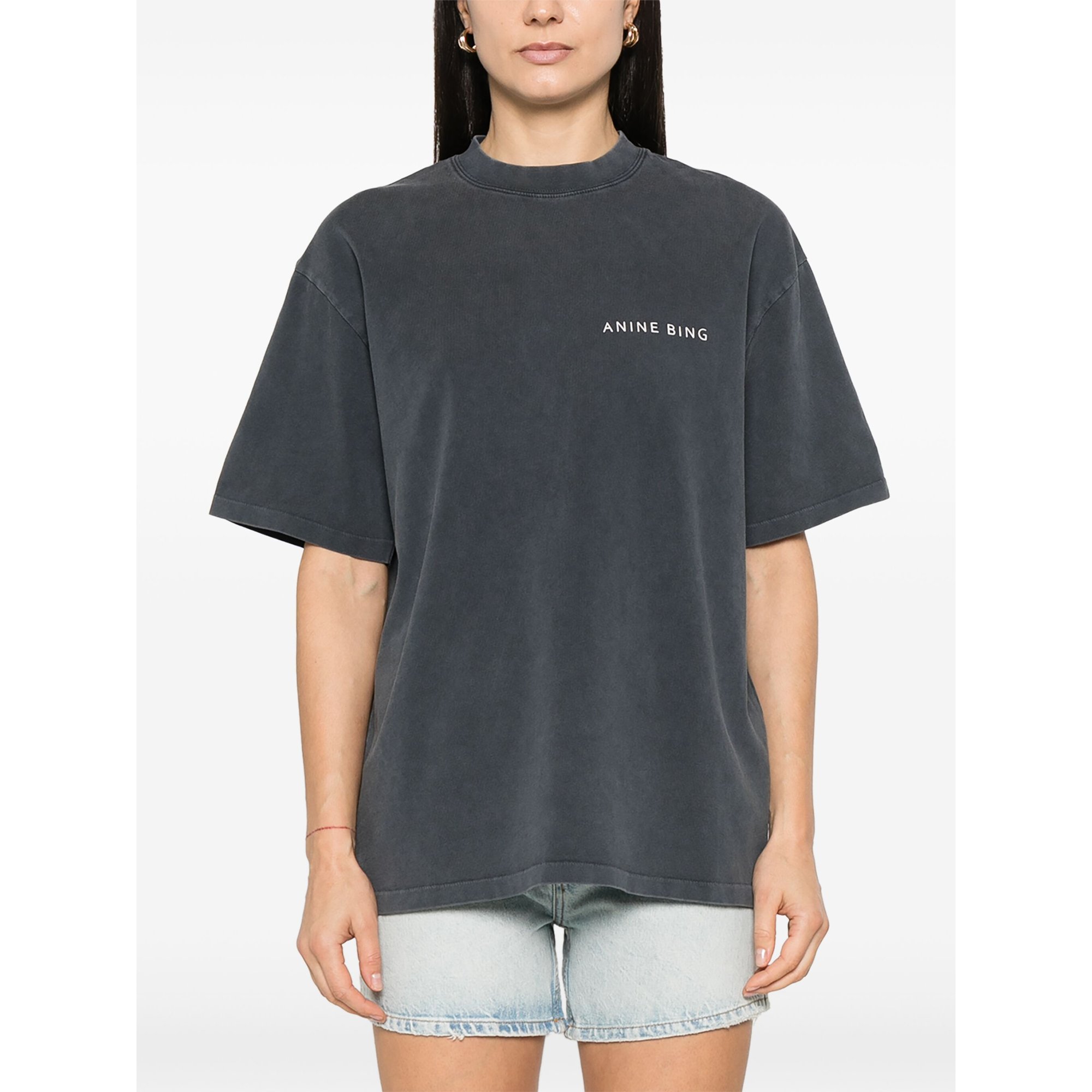 Kent Tee Twisted Snake - Washed Charcoal A0810519vtg1 Anine Bing vista2