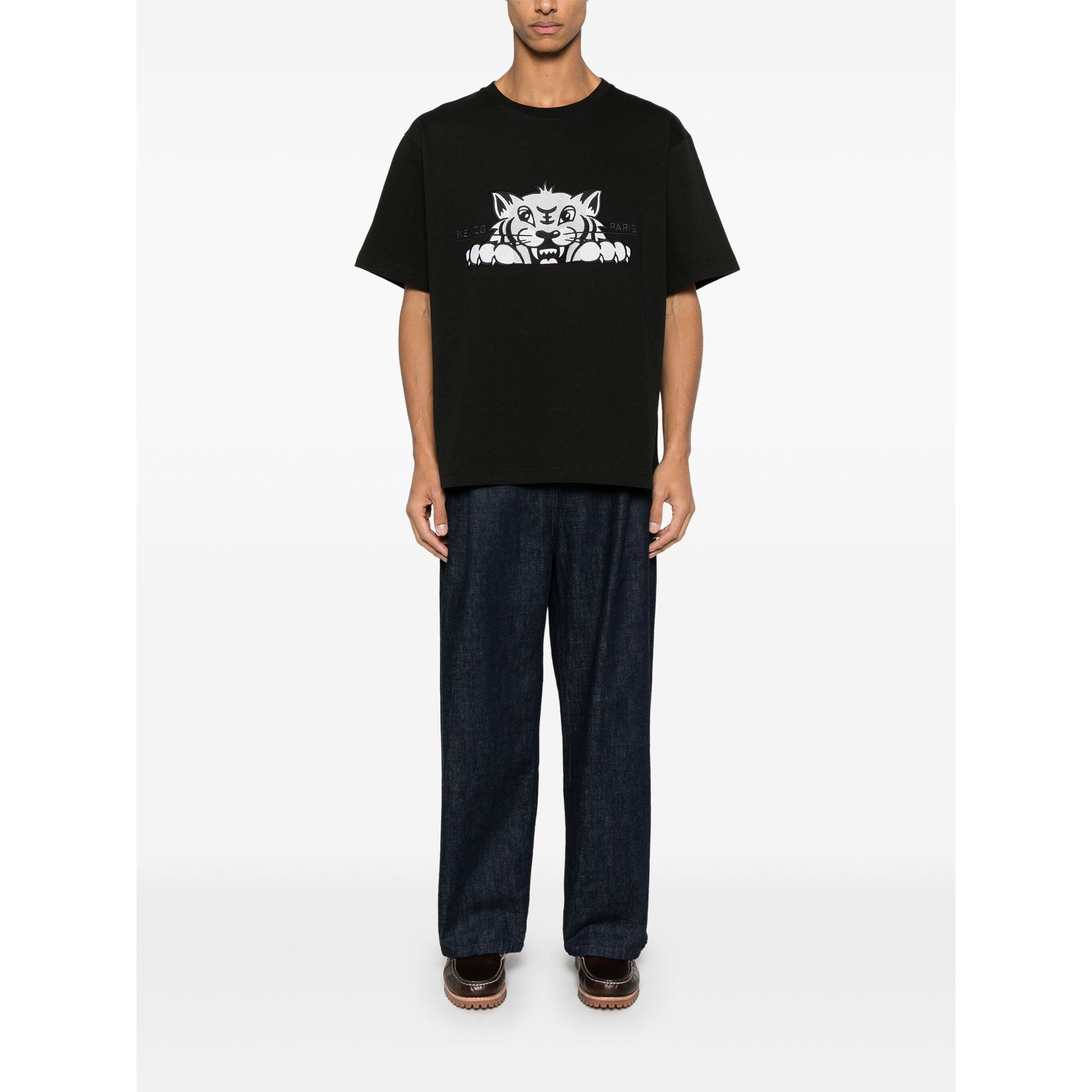 Maglietta oversize Kenzo Happy Tiger ricamata Gots Ff55ts5264si Kenzo vista1