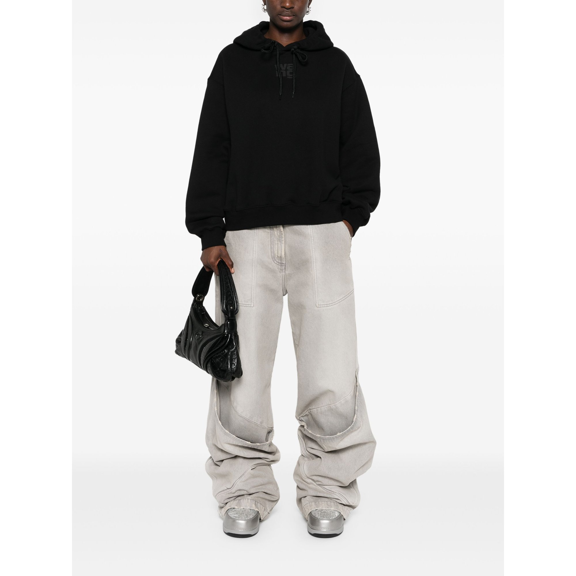 Felpa con cappuccio Essential Terry con logo in vernice a rilievo 4cc3242101 Alexander Wang vista1