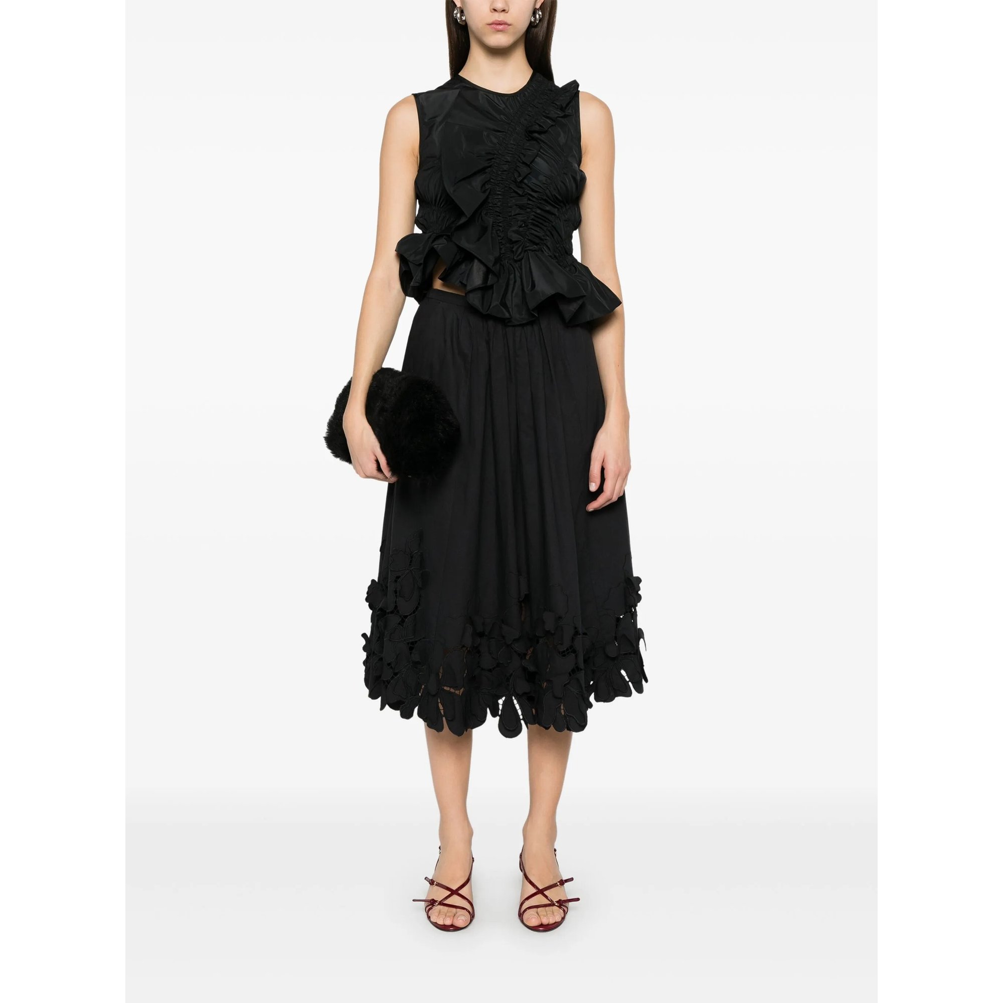 "en Fleur" Embroidery Cotton Popline Skirt 13607myskirt Forte_Forte  vista1
