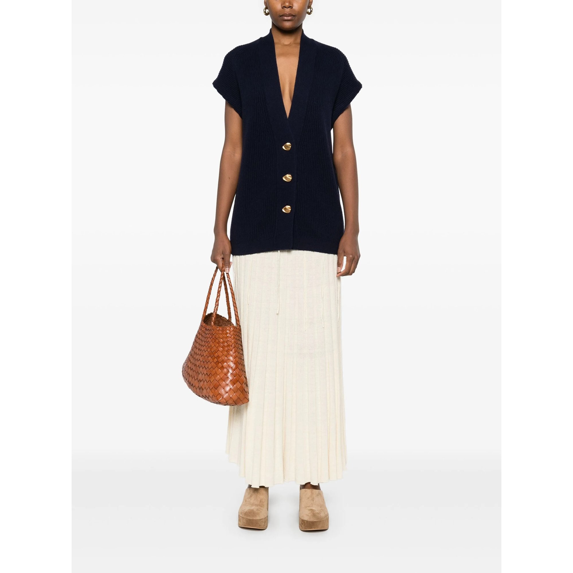 Cashmere Wool Rib Knit Oversized Vest 13643myknit Forte_Forte  vista1