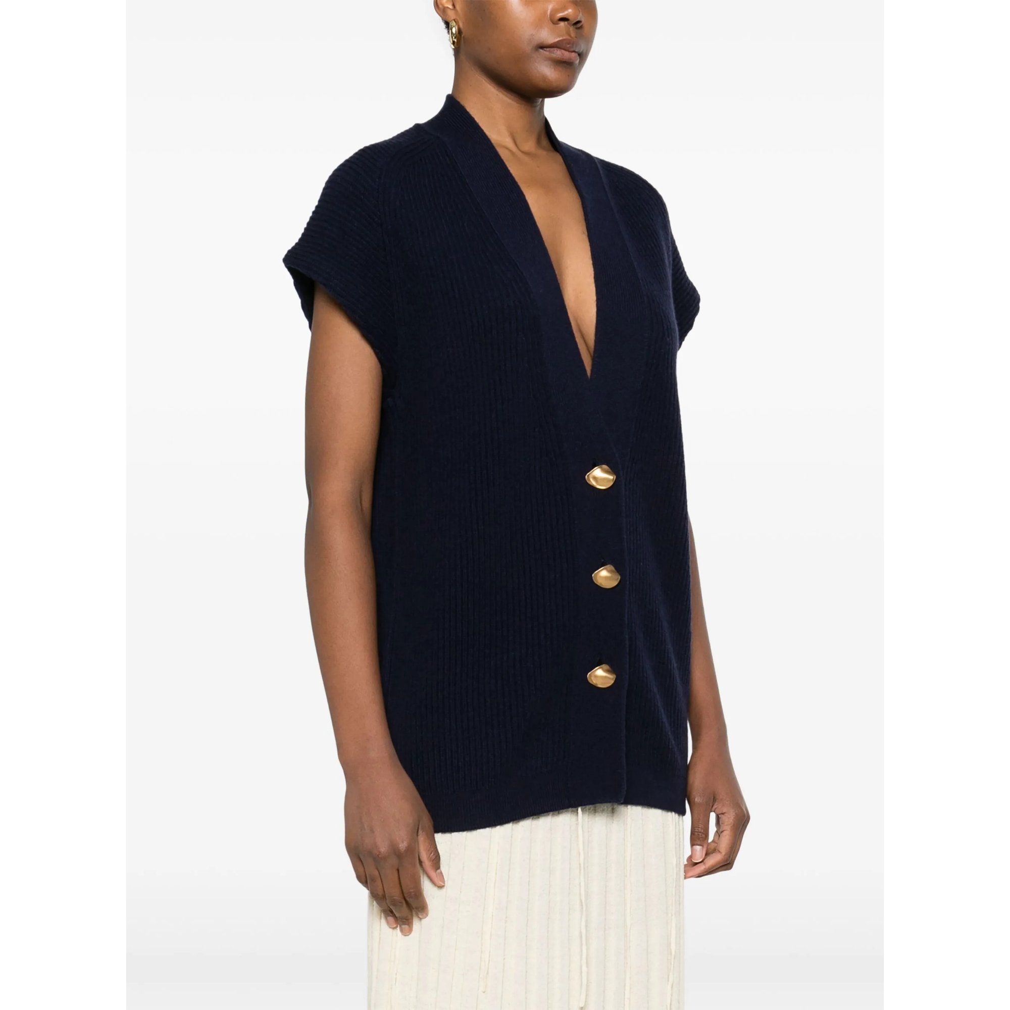 Cashmere Wool Rib Knit Oversized Vest 13643myknit Forte_Forte  vista3