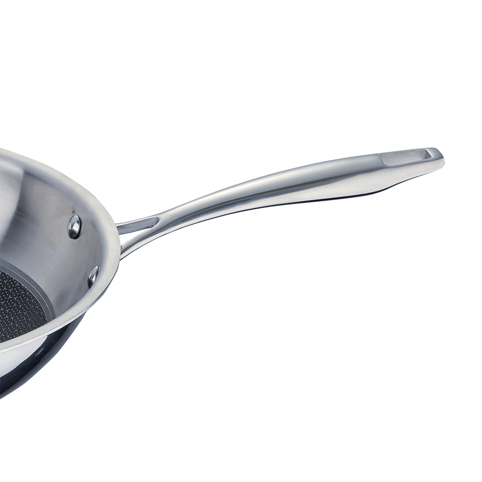 Wok senza coperchio 28x8,0cm SS lucido c/maniglia lunga in acciaio fuso + maniglia laterale a tubo HI-TECH 3 Masterpro MASTERPRO vista2