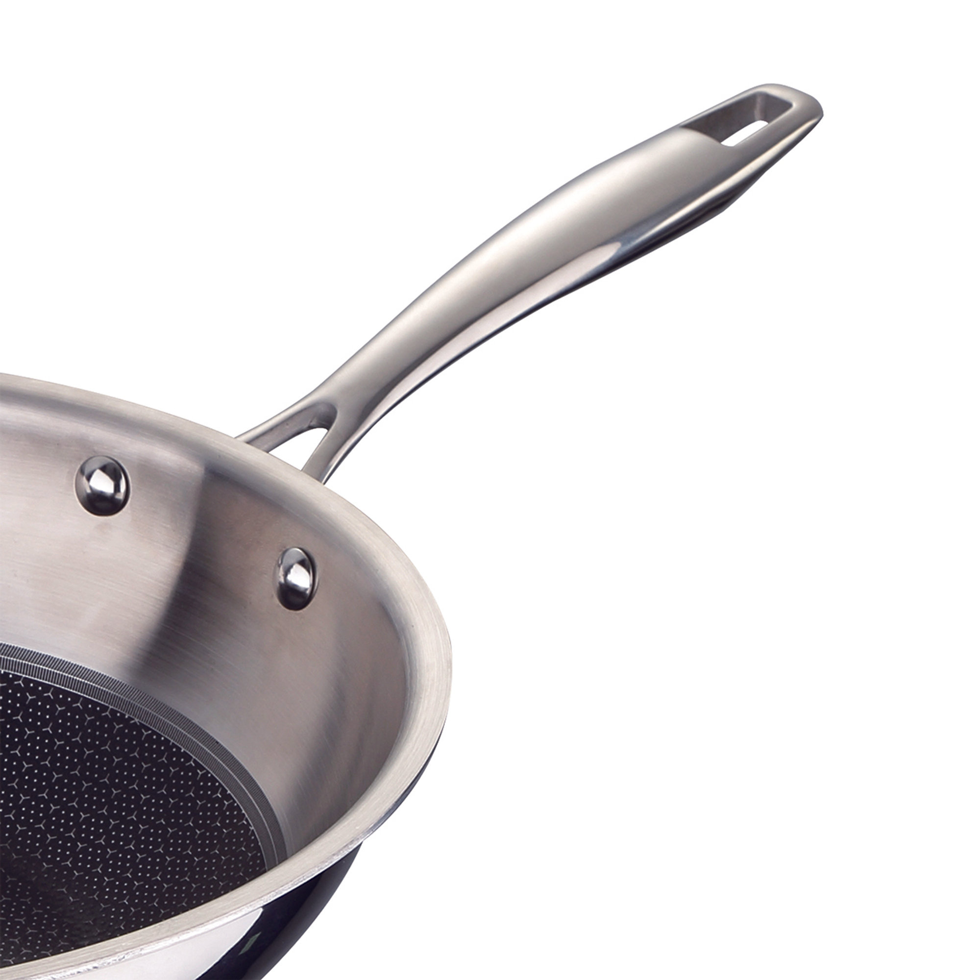 Wok senza coperchio 28x8,0cm SS lucido c/maniglia lunga in acciaio fuso + maniglia laterale a tubo HI-TECH 3 Masterpro MASTERPRO vista9