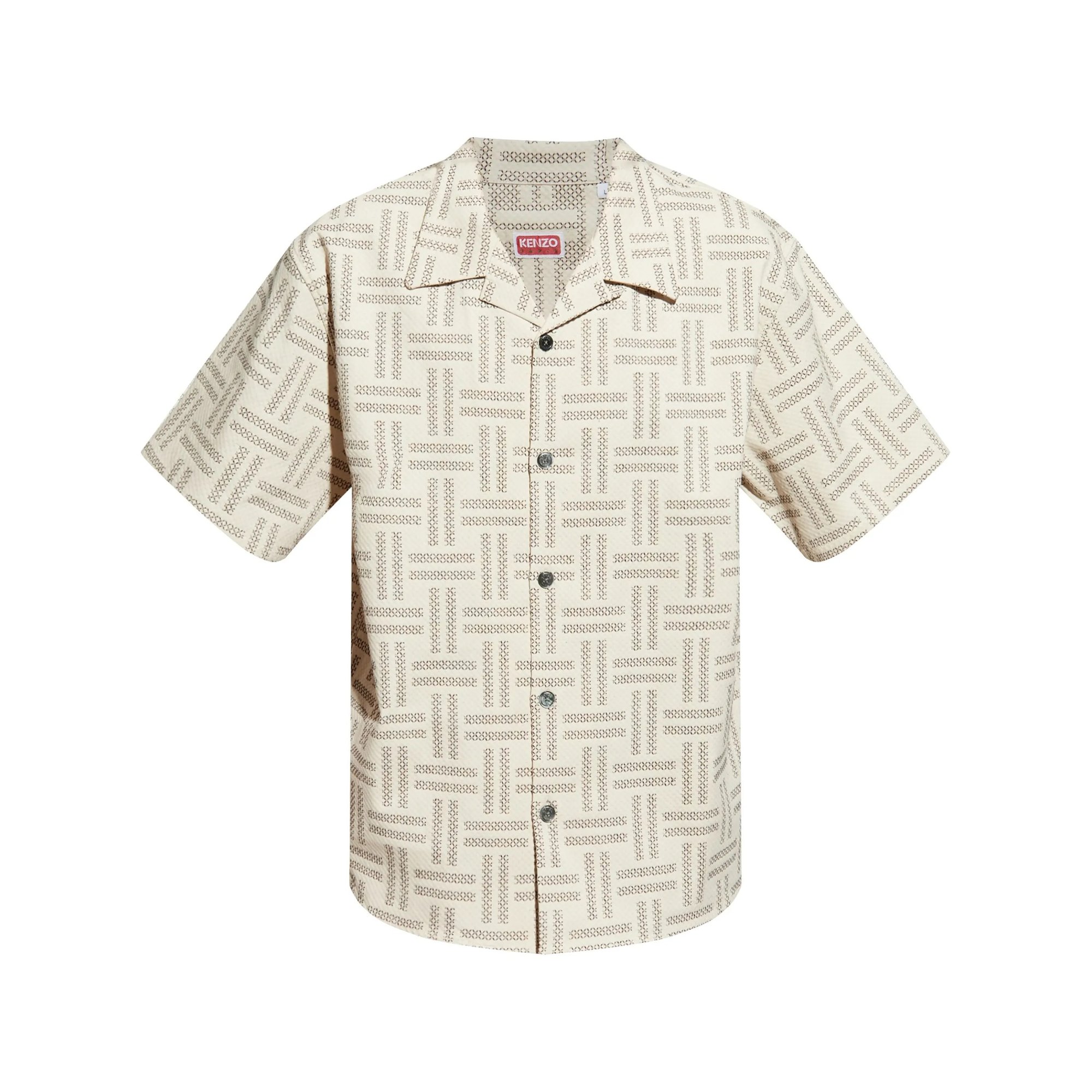 Kenzo Weave Hawaiian Short Sleeve Shirt Ff55ch1109jf Kenzo vista0