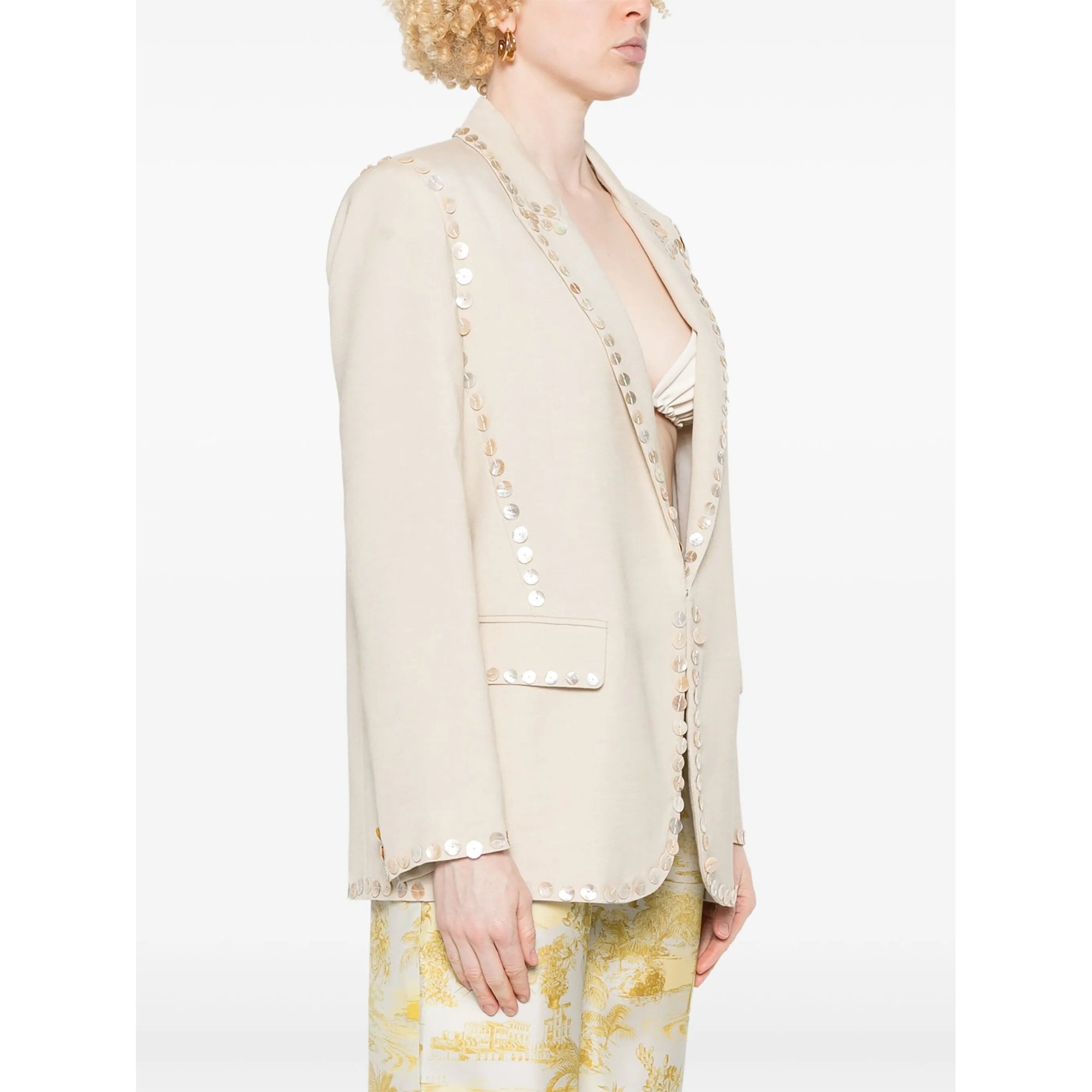 Viscose Wool Slub Pearl Embroidered Jacket 13529bismyjacket Forte_Forte  vista2