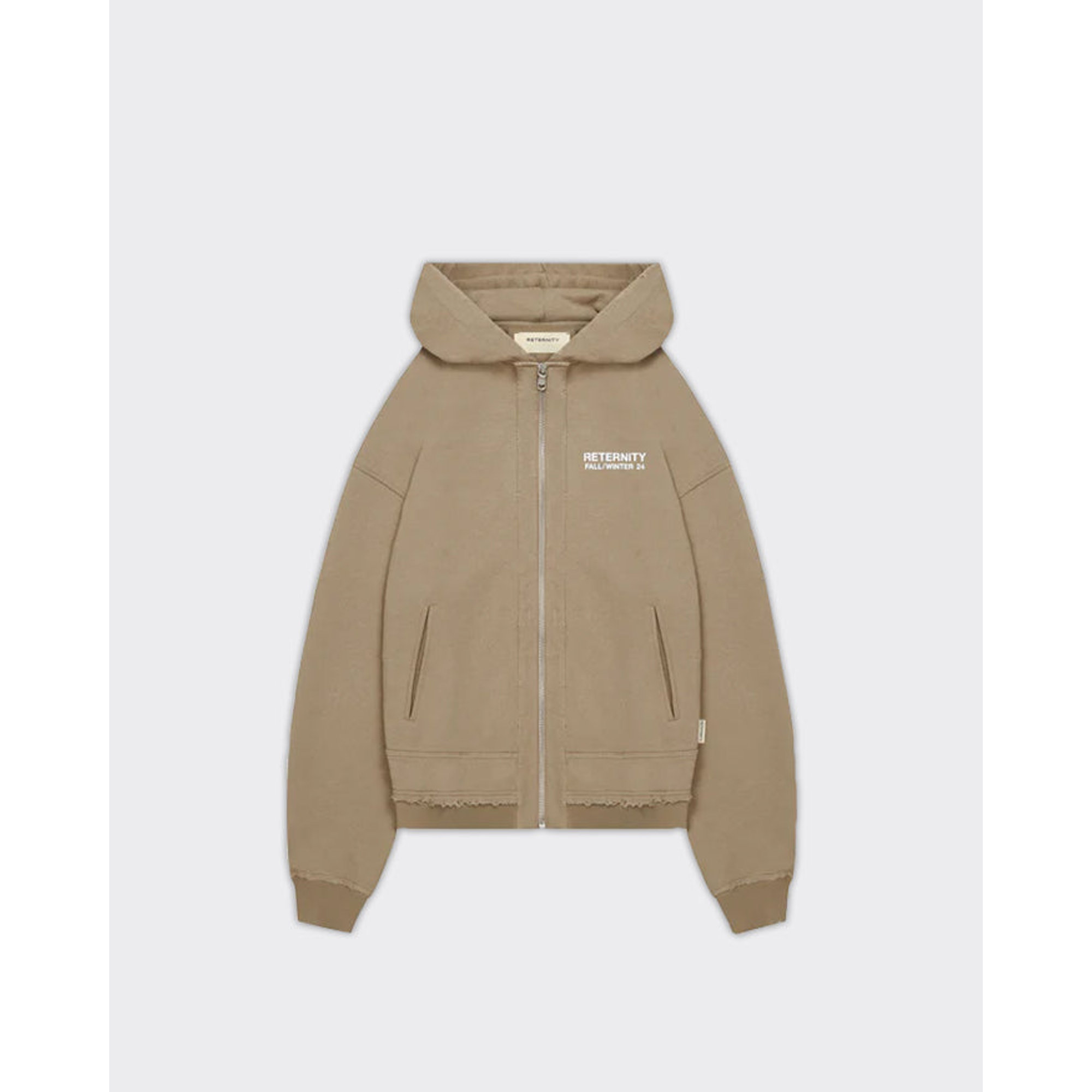 Felpa Con Cappuccio Ribbed Ziphoodie Taupe reternity vista0