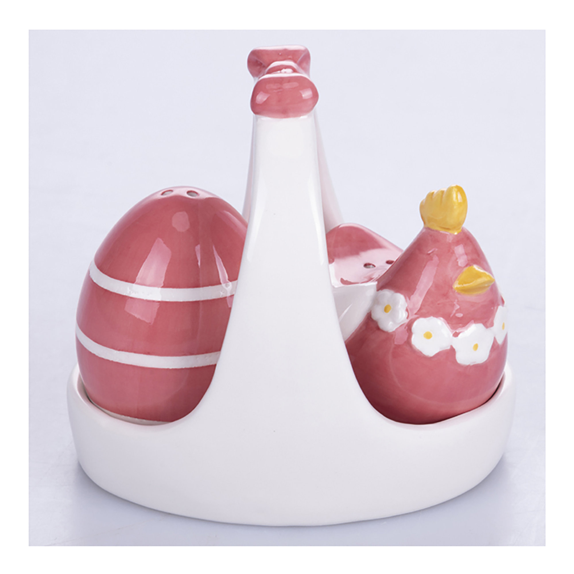 Egg Hen Salt and Pepper Shaker Set / Tray Villa D'Este Home Tivoli 1996 vista0
