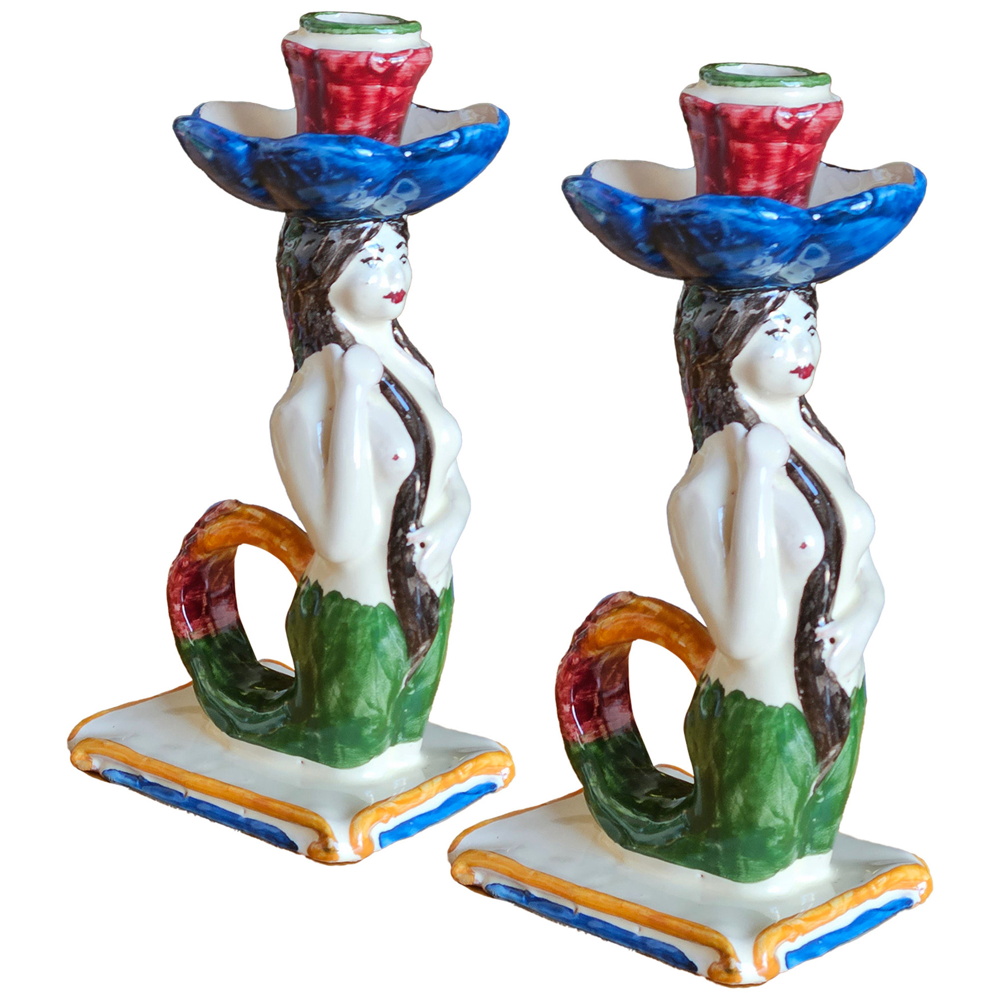 Portacandele in ceramica a forma di sirena (set di 2) Mar89 Les-Ottomans vista0