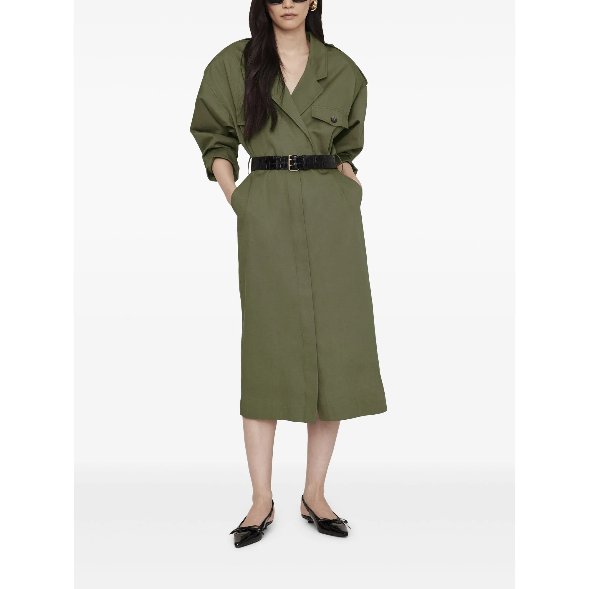 Zelda Dress  Olive A0210697ayg3 Anine Bing vista1