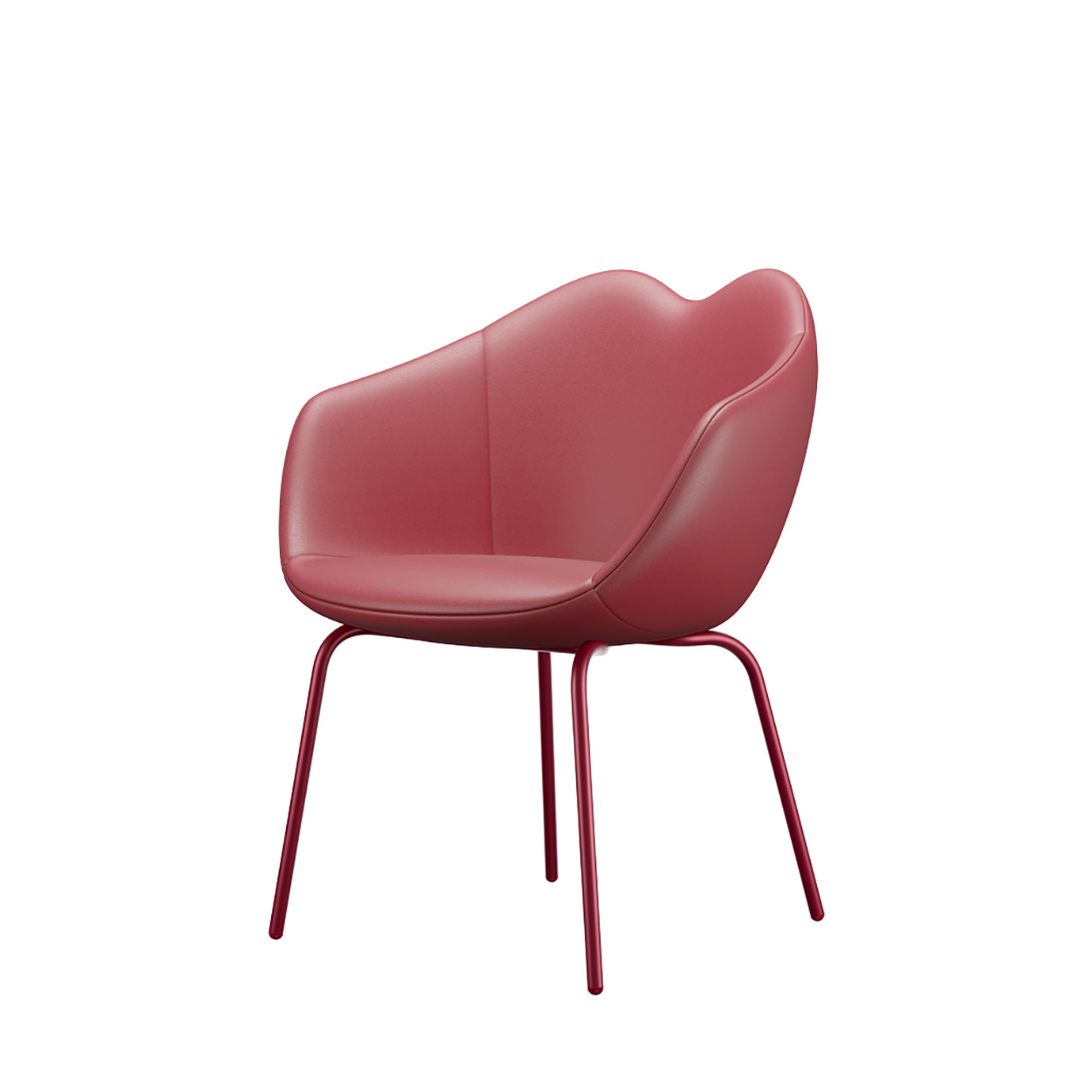 Sedia Xoxo in pelle quattro gambe, red QEEBOO vista1