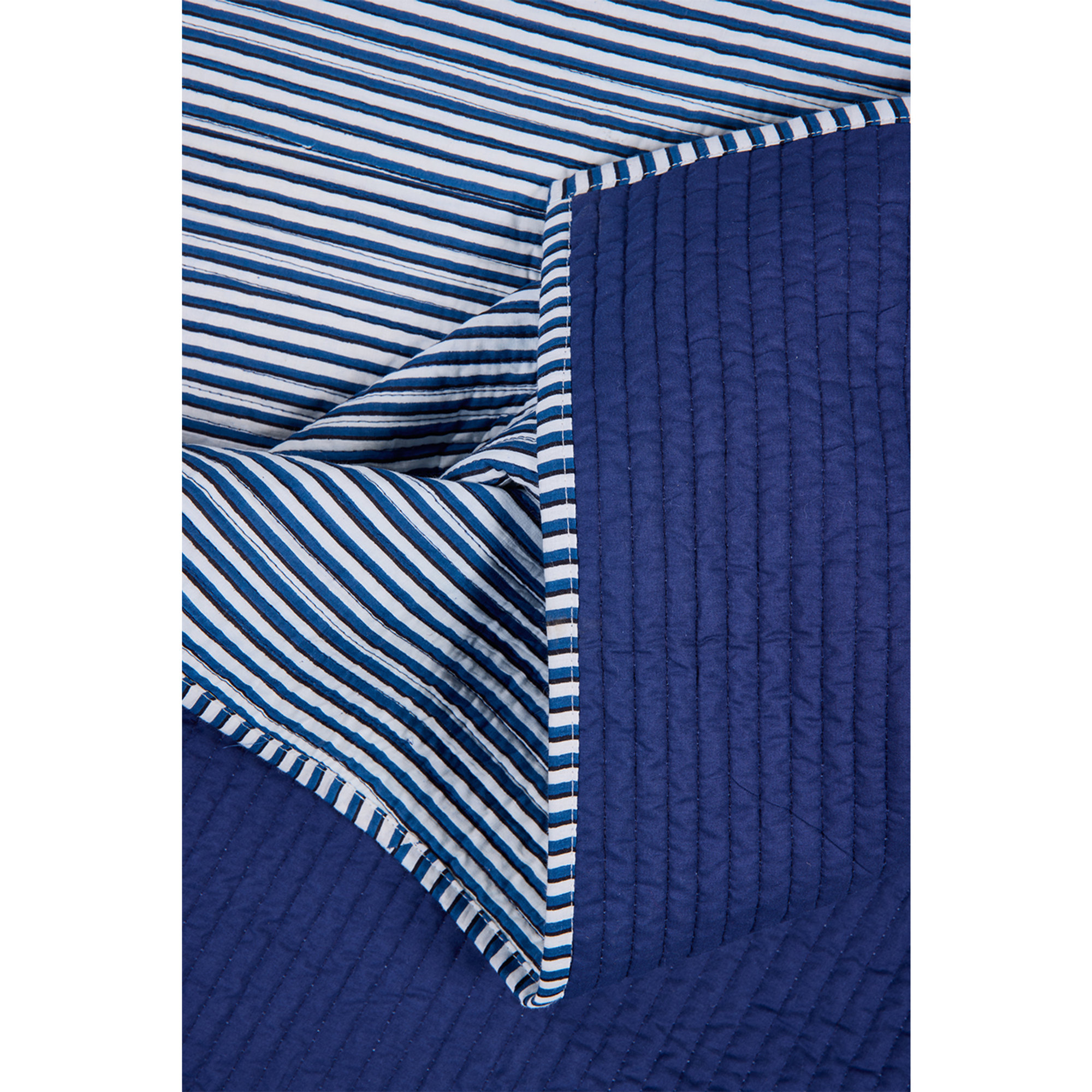 Edredón - colcha matrimonial reversible rayas azules Novità Home vista2