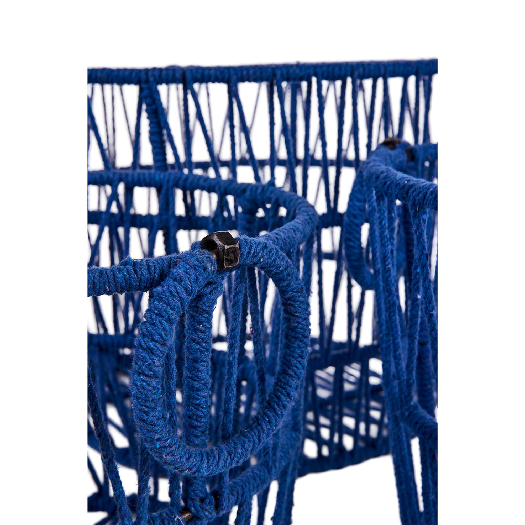 Ensemble de paniers ronds 1/3 fer recouverts de corde bleue Novità Home vista2