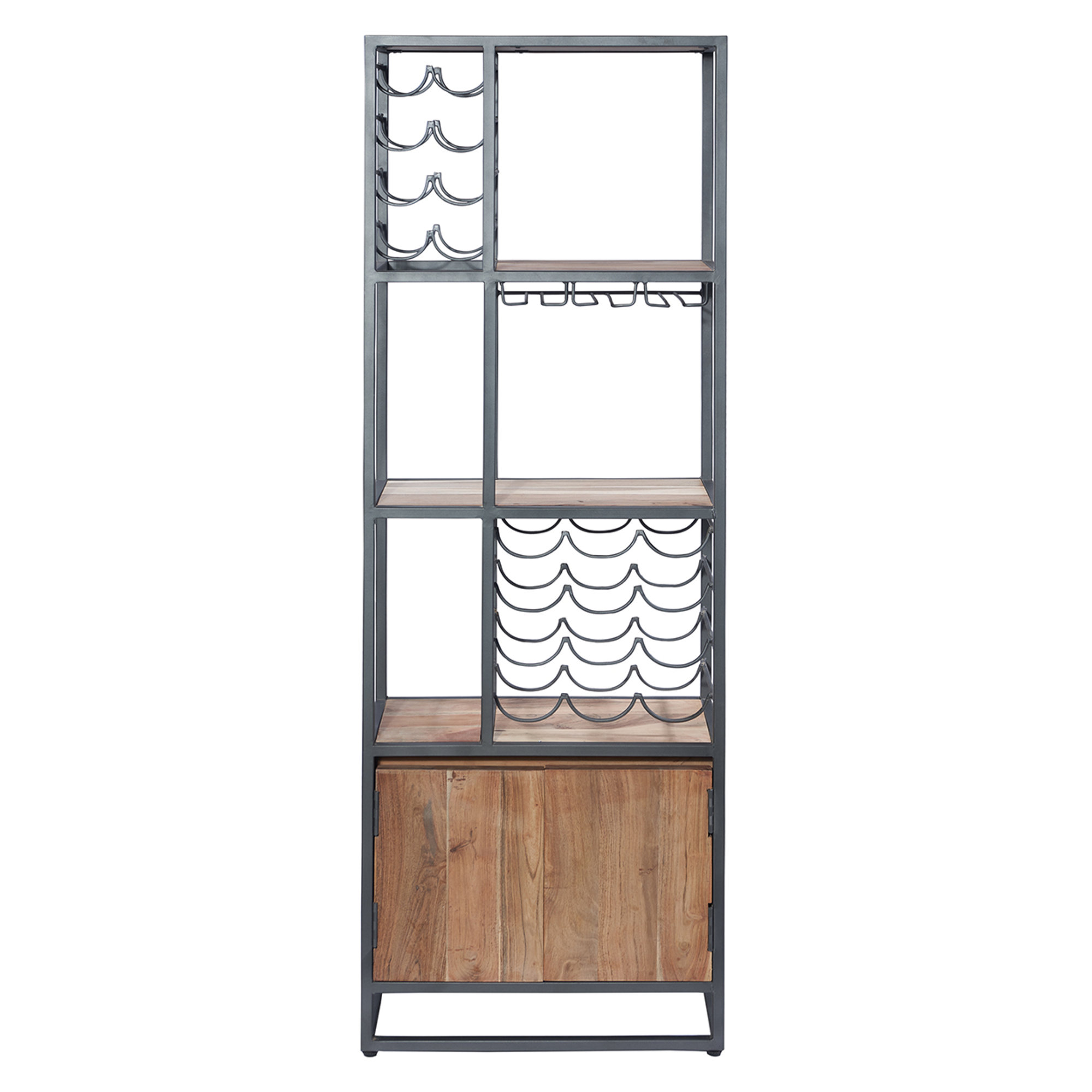 Credenza portabottiglie con 2 sportelli in legno e metallo Novità Home vista0