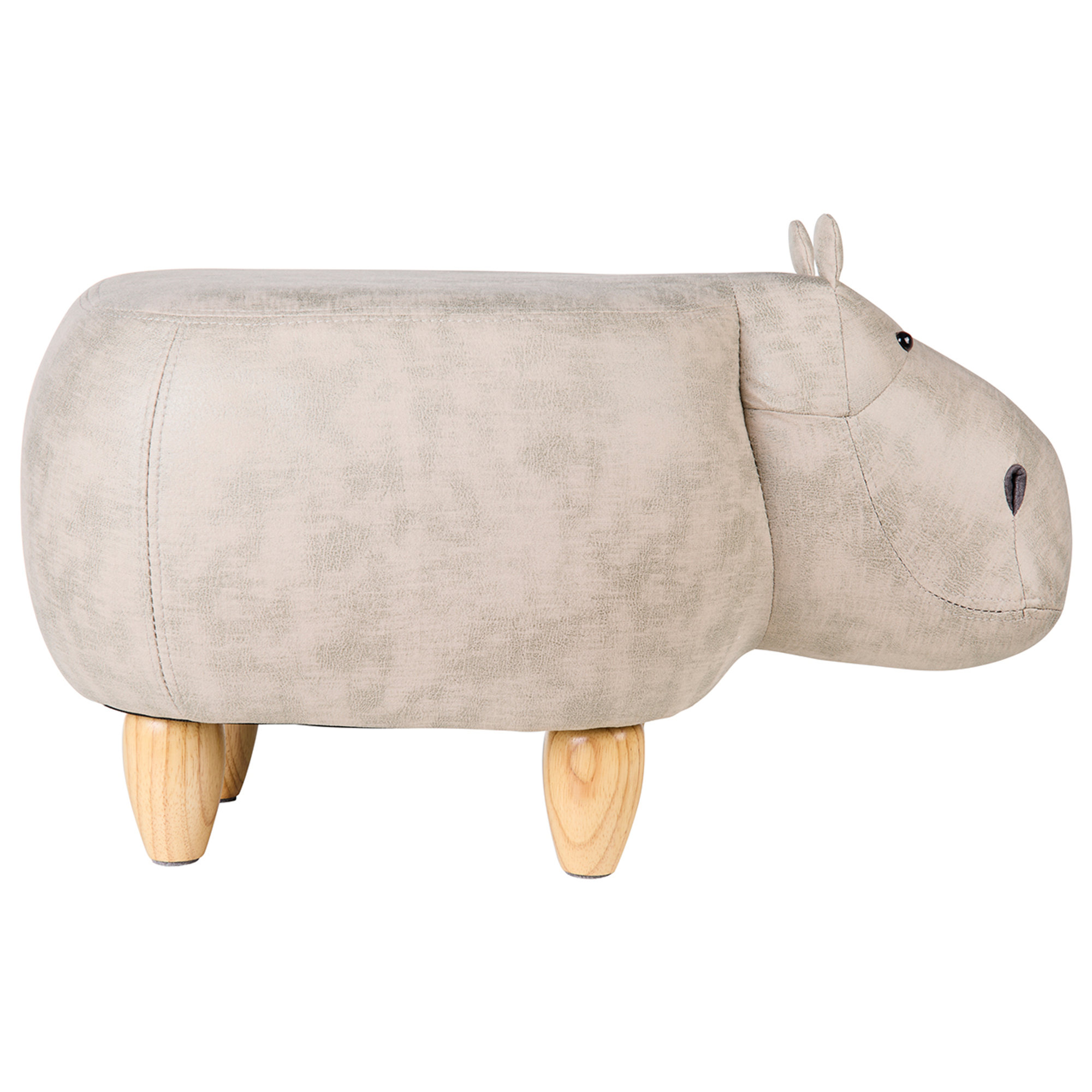 Pouf imbottito in finta pelle e legno - ippo bianco Novità Home vista1