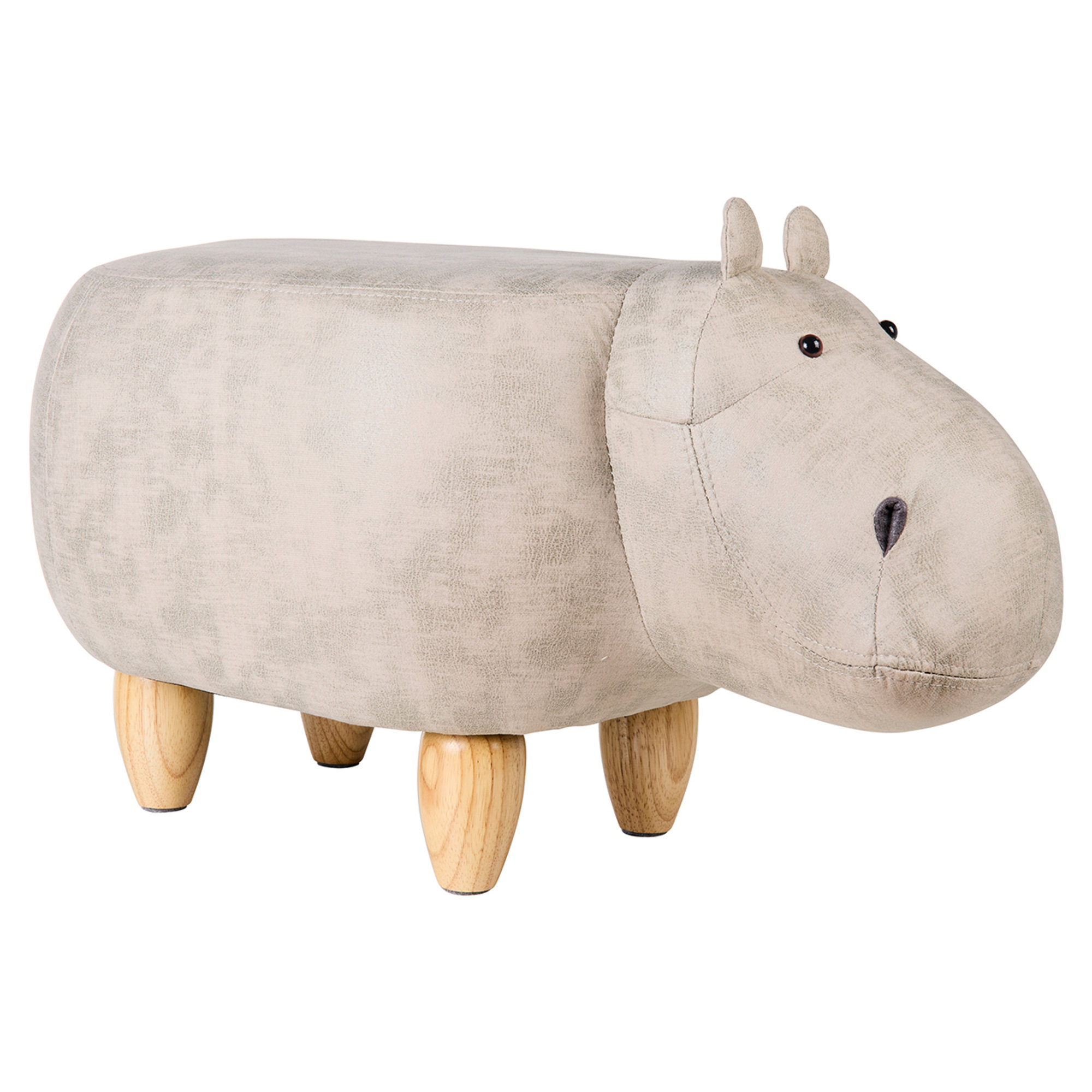 Pouf imbottito in finta pelle e legno - ippo bianco Novità Home vista0