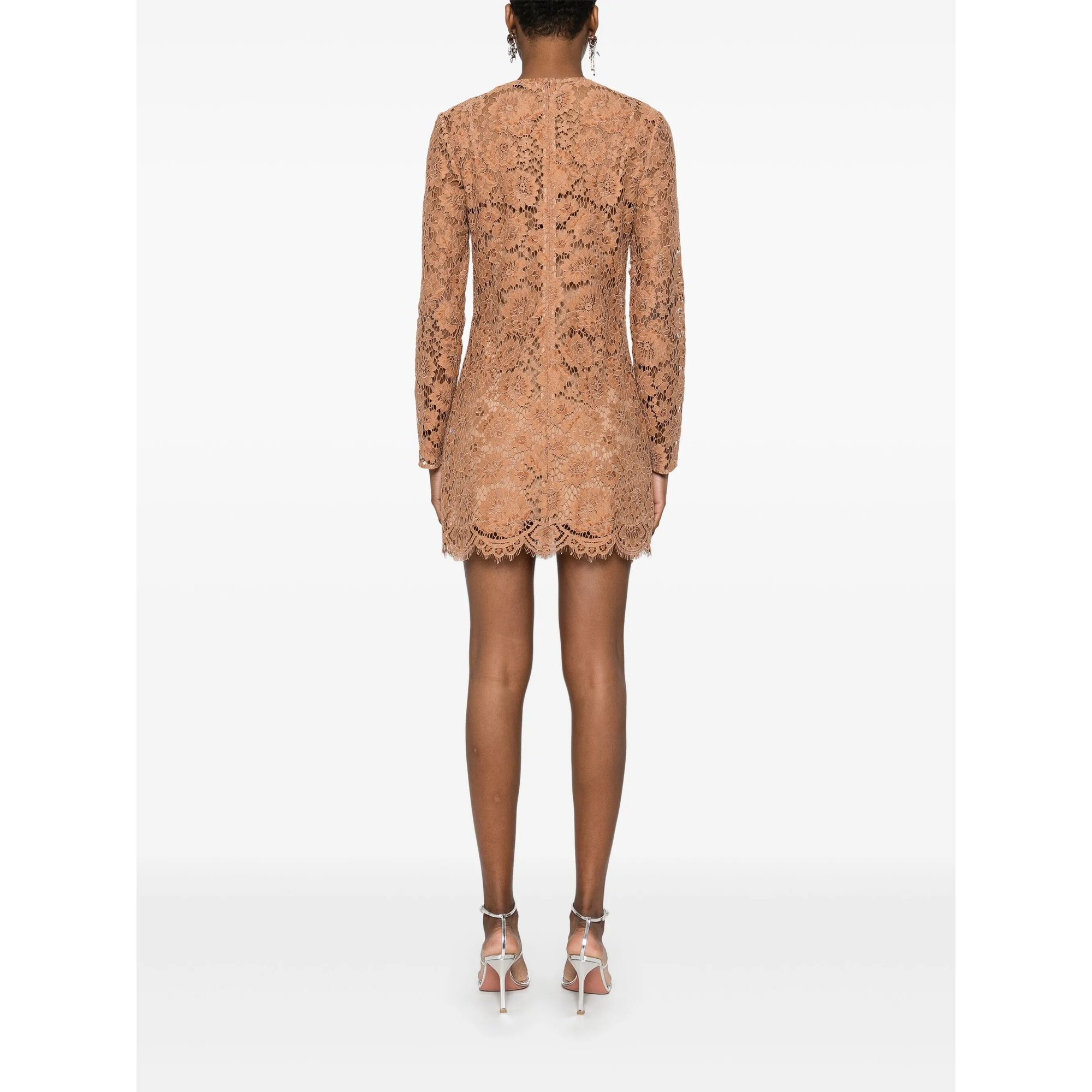 Tan Lace Bow Mini Dress Ss25001sat SELF-PORTRAIT vista3