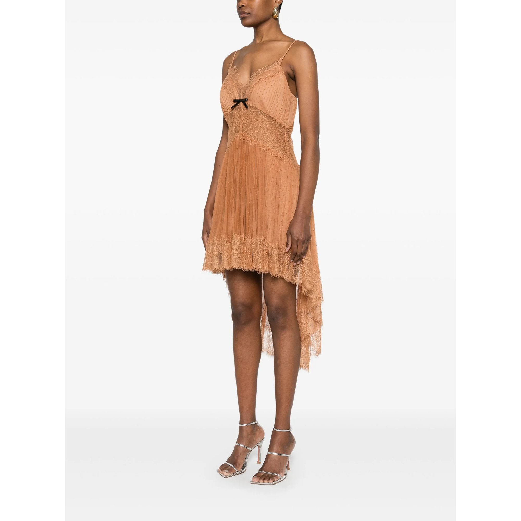 Tan Dot Mesh Mini Dress Ss25057st SELF-PORTRAIT vista3
