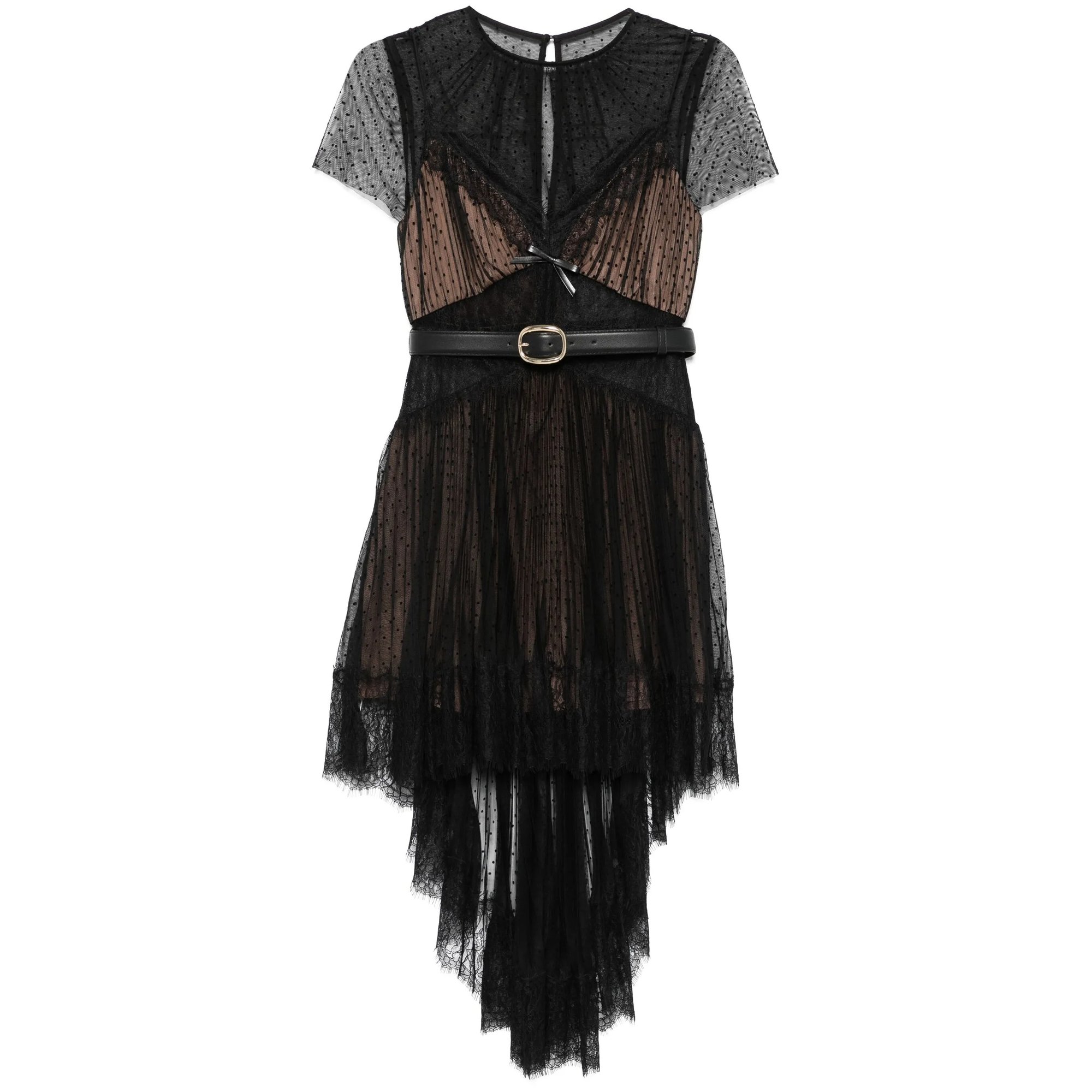 Black Dot Mesh Mini Dress Ss25057sab SELF-PORTRAIT vista0