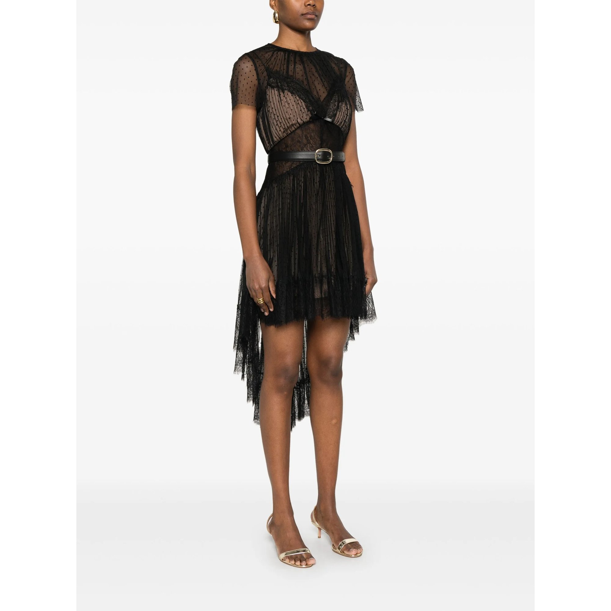 Black Dot Mesh Mini Dress Ss25057sab SELF-PORTRAIT vista2