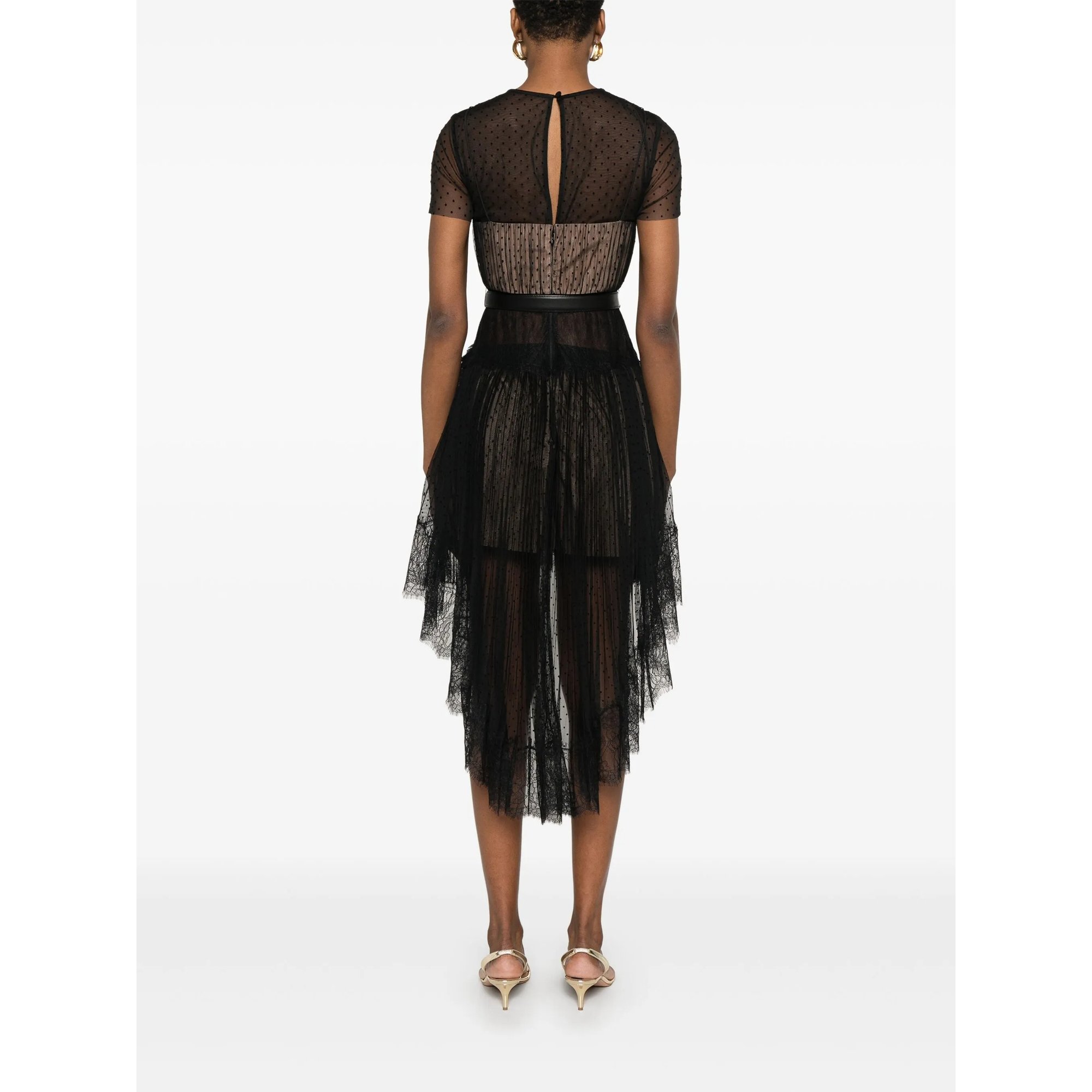 Black Dot Mesh Mini Dress Ss25057sab SELF-PORTRAIT vista3
