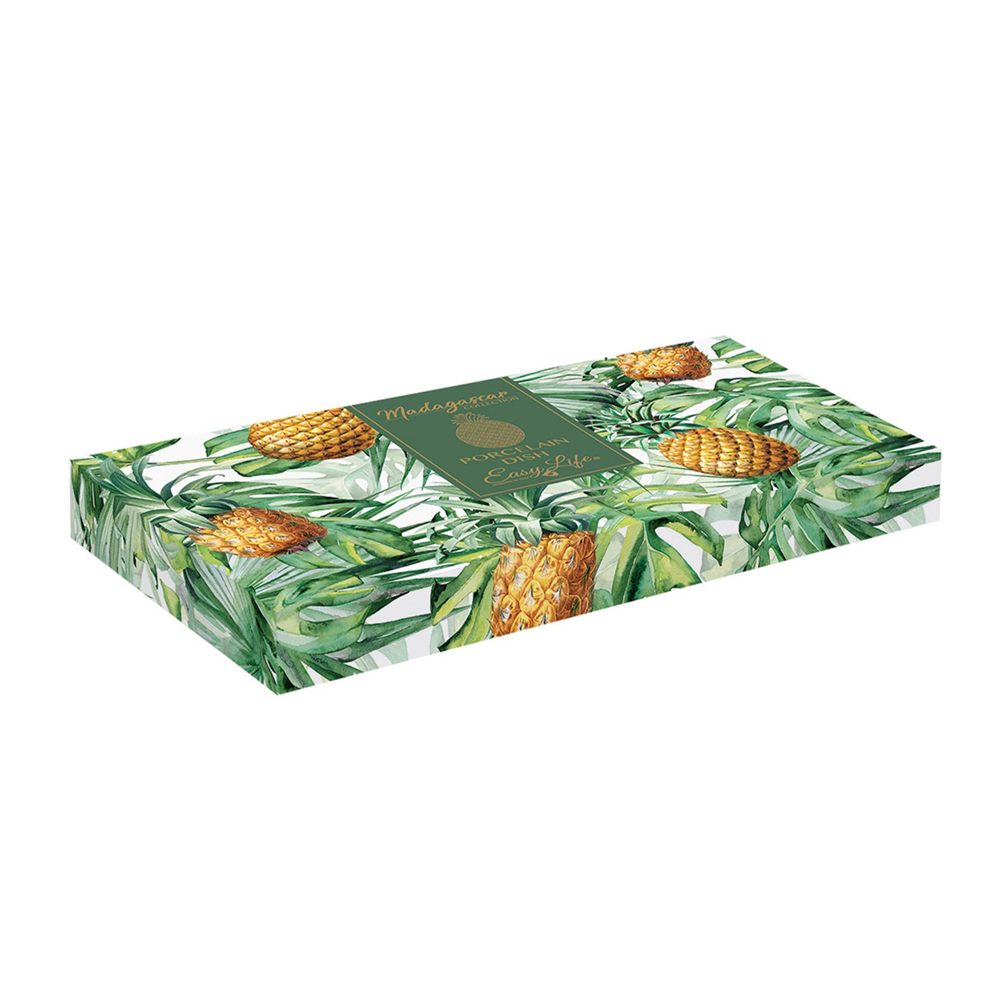 Plato forma piña 28x17 cm en caja de color AMARILLO-VERDE Easy life vista1