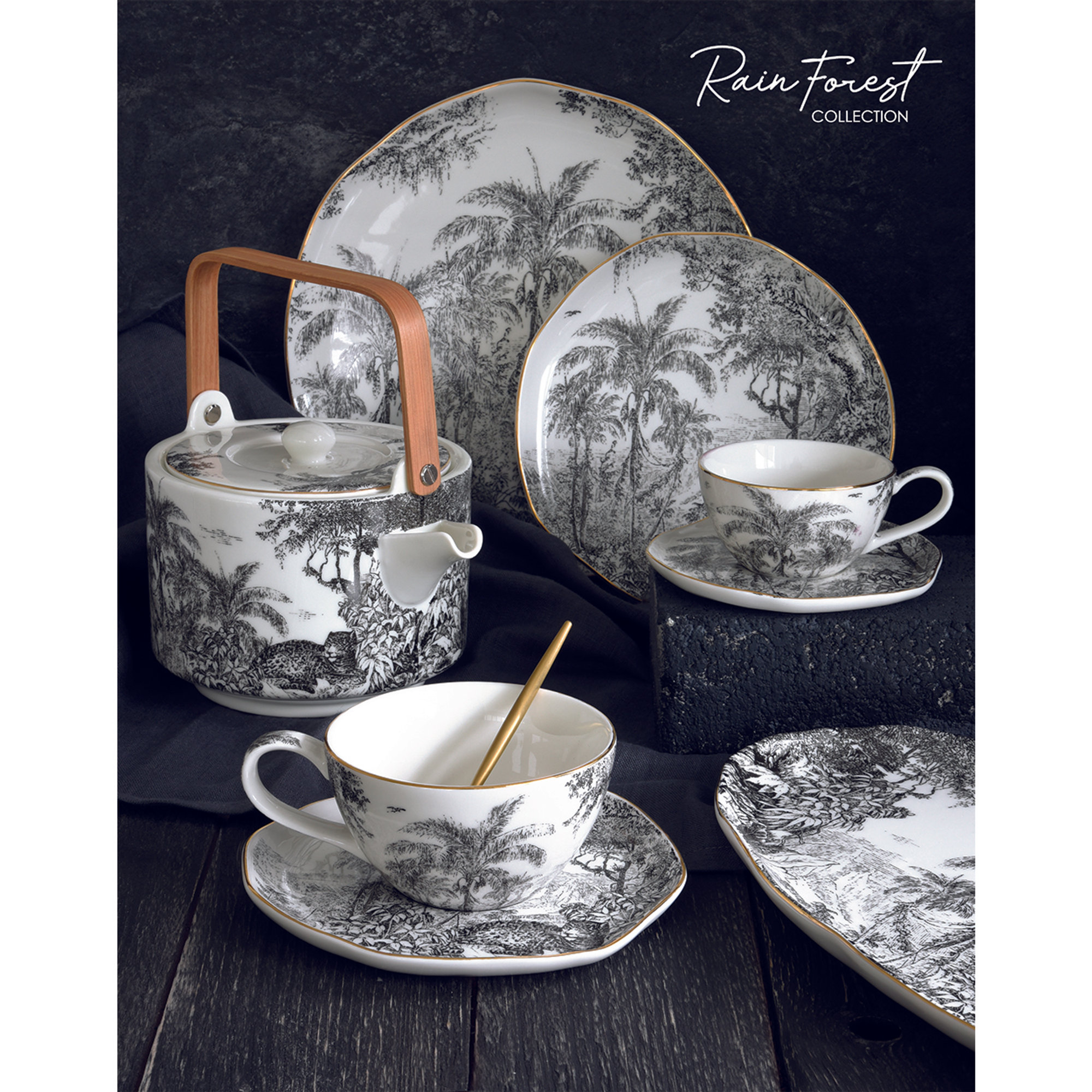 Théière en porcelaine 800 ml RAIN FOREST Easy life vista1