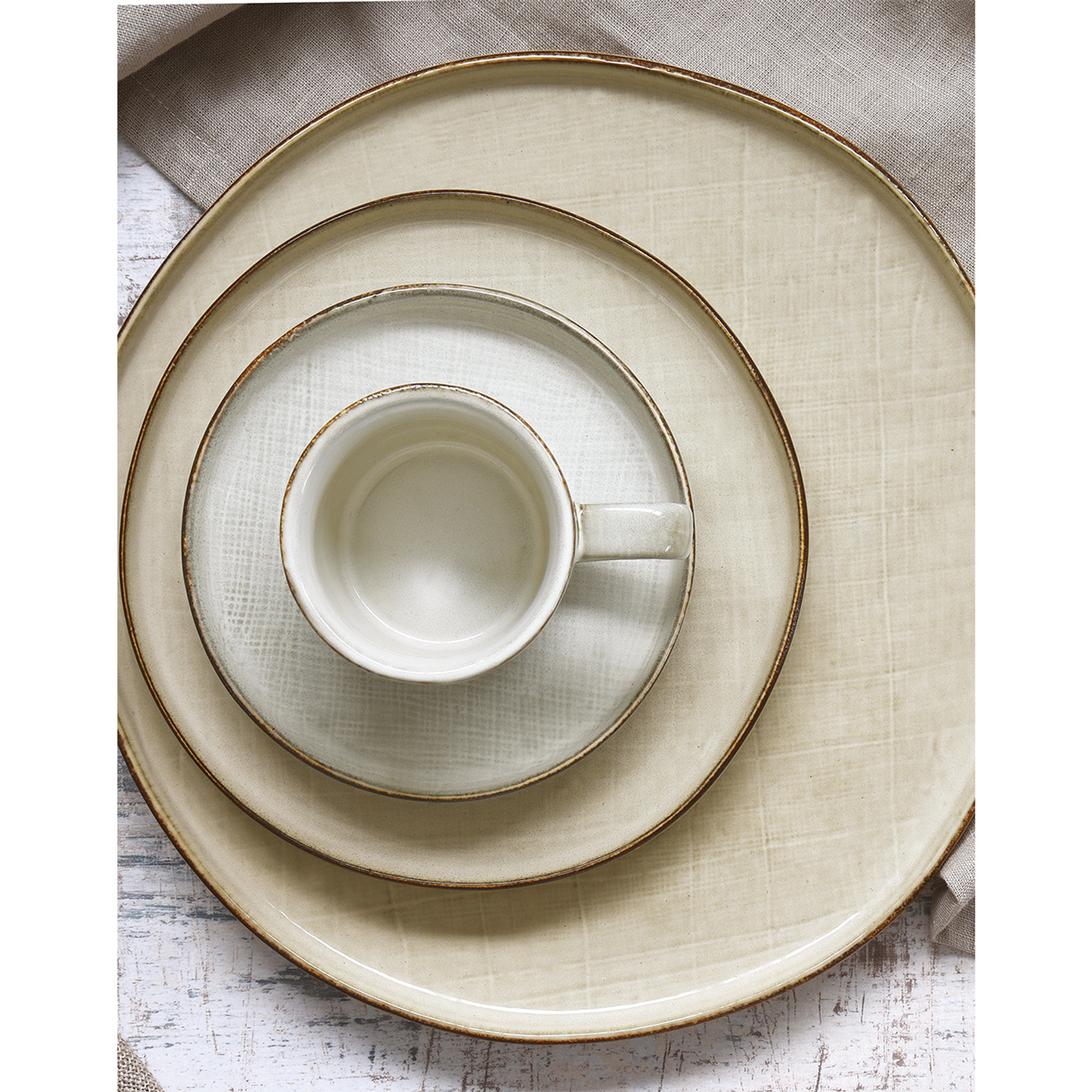 Ensemble de 4 Assiettes Plates en Grès Ø 27Cm Country Naturel Easy life vista2