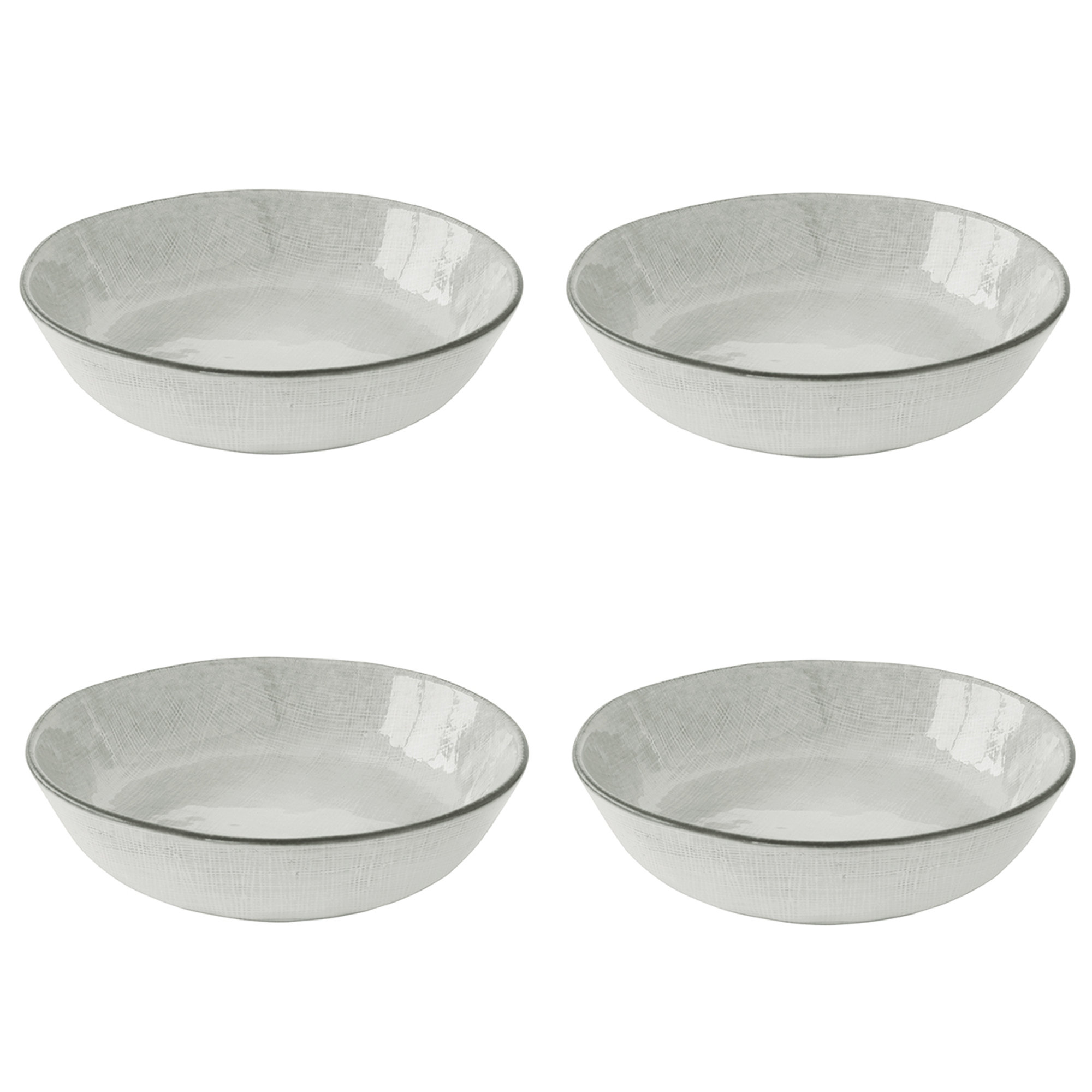 Sæt med 4 dybe tallerkener i stentøj Ø 20,5 cm grå Country Easy life vista1