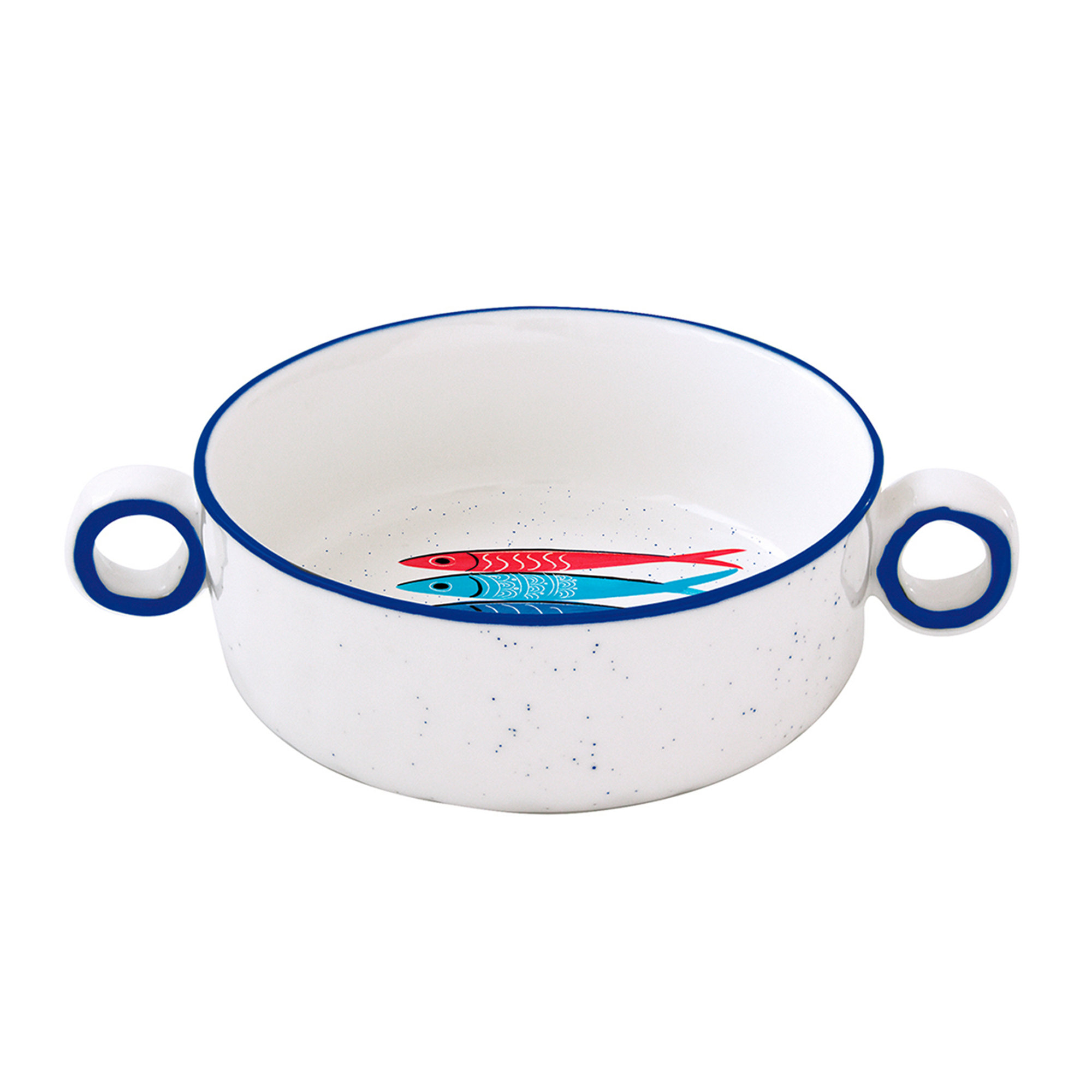 Set van 6 porseleinen kommen Ø 12 cm x 4,5 met handvatten SARDINE'S PARTY Easy life vista0