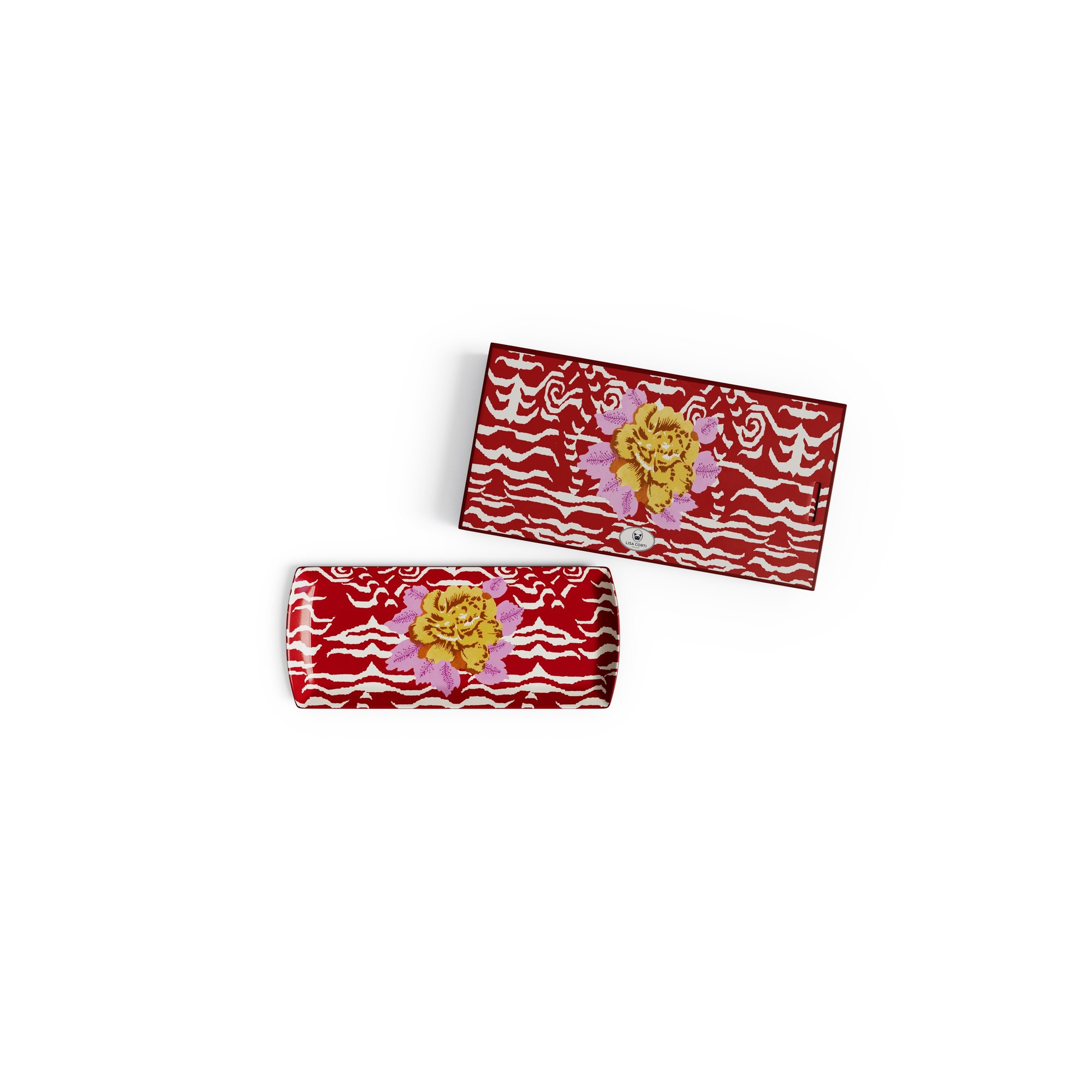 Plateau en porcelaine 35x15cm Tigre Indienne Rouge 0trayrecpclintg403515 Lisa Corti  vista1