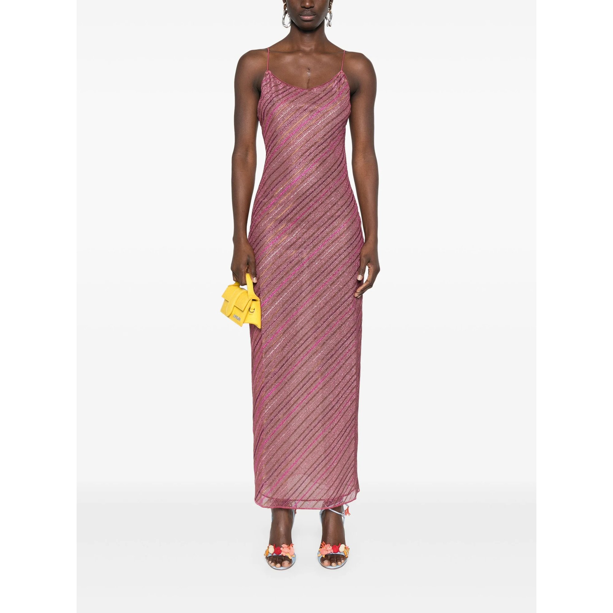 Shiny Stripes Long Dress Sls250 OSEREE vista1