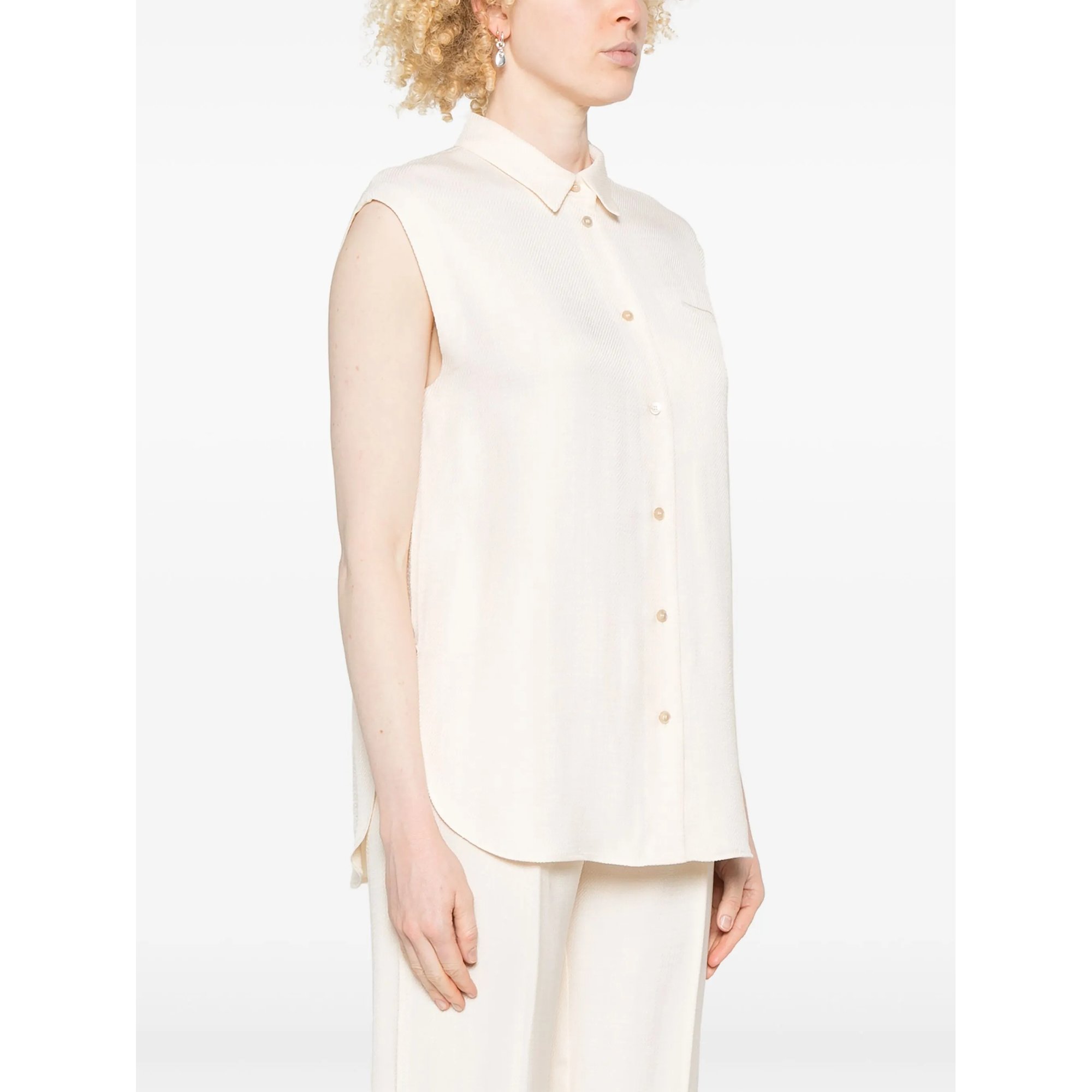 Slubbed Viscose Sleeveless Shirt 13811myshirt Forte_Forte  vista2