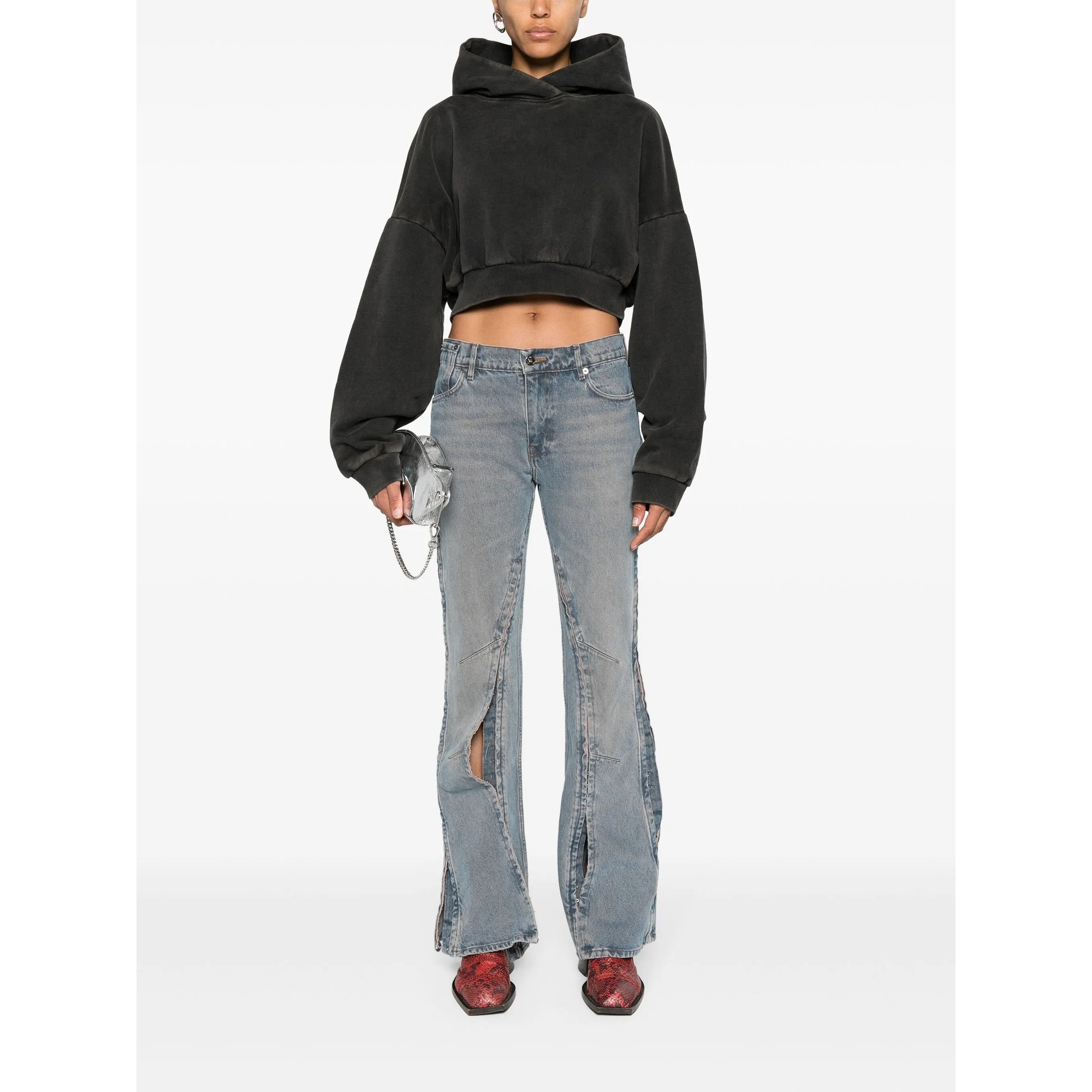 Cropped Heavy Hood Washed Black ENTIRE STUDIOS vista1