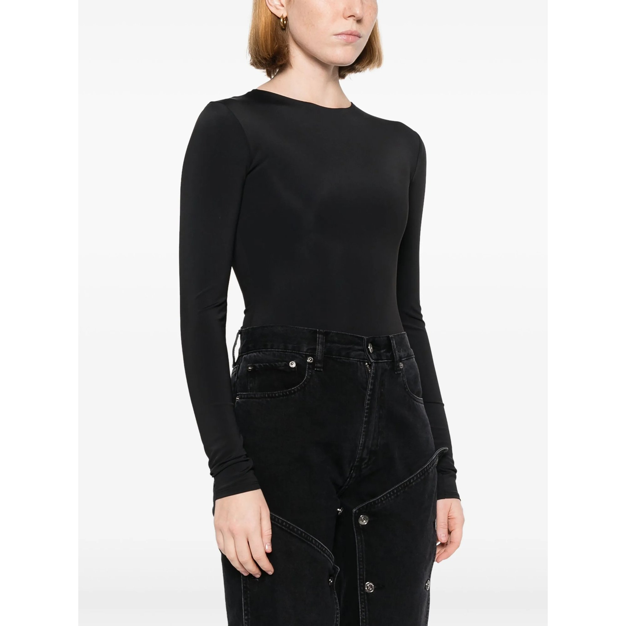 ls Bodysuit - Nylon Spandex Soot ENTIRE STUDIOS vista2