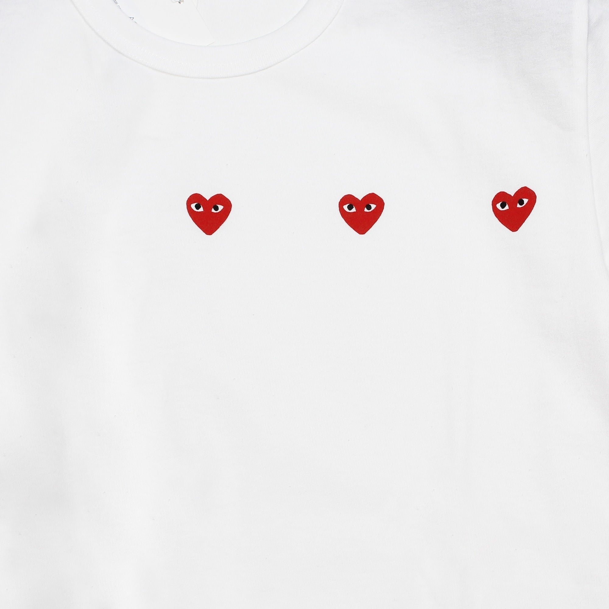 Triple Heart-print T-shirt White Comme des Garçons Play vista2