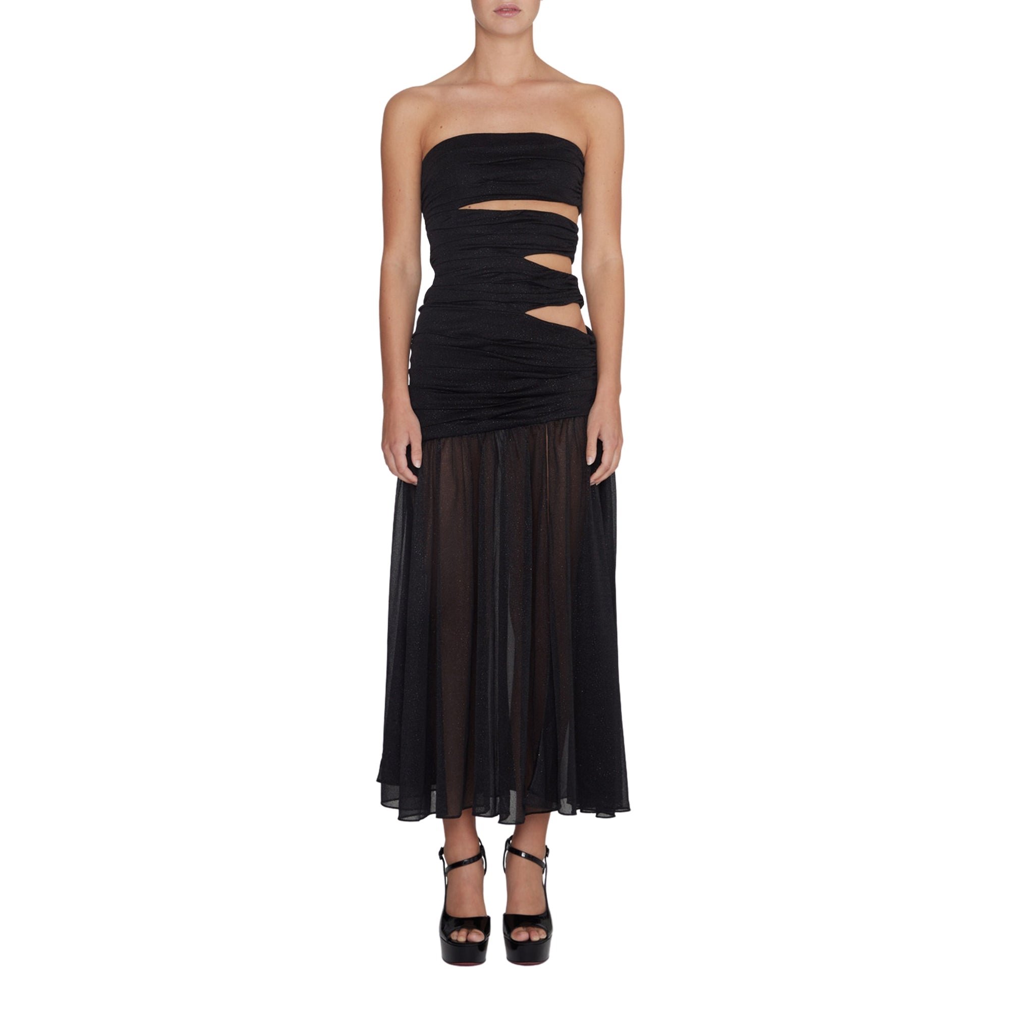 Glitter Jersey Cut-out Dress Rotate vista3