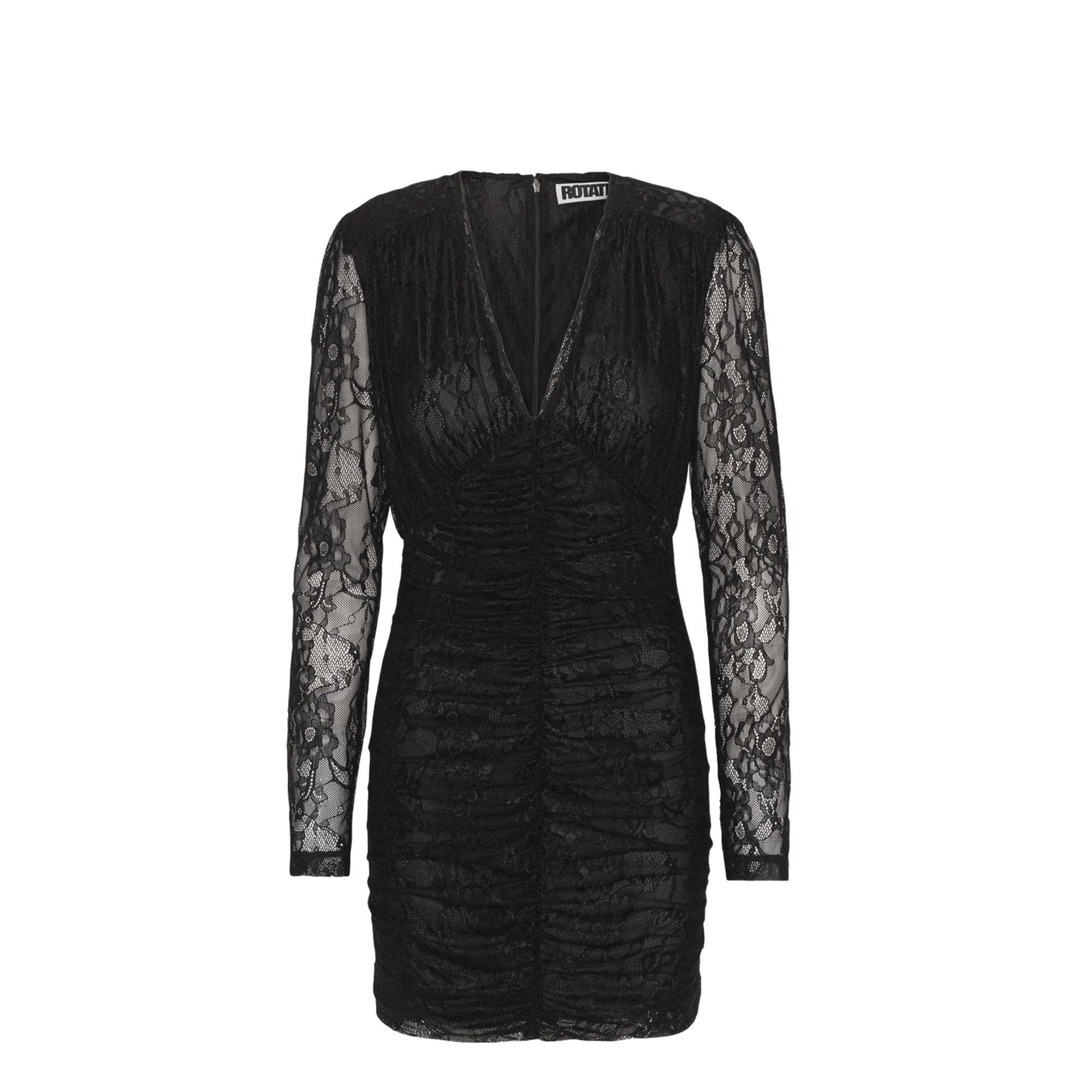 Mesh Lace Ruched Mini Dress Rotate vista0