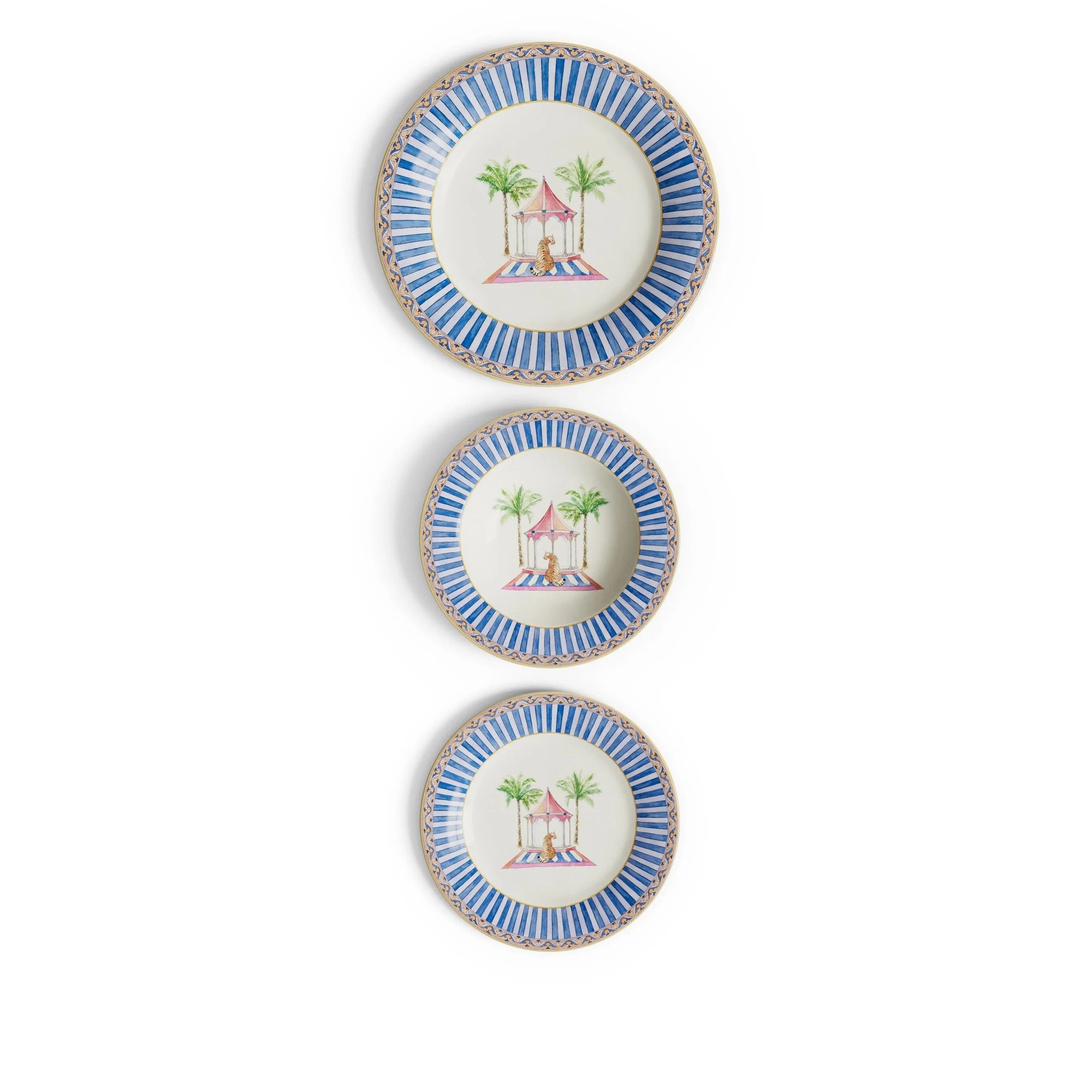 Set di Piatti in Porcellana da 3 Sariska Blue Unica Lisa Corti  vista0