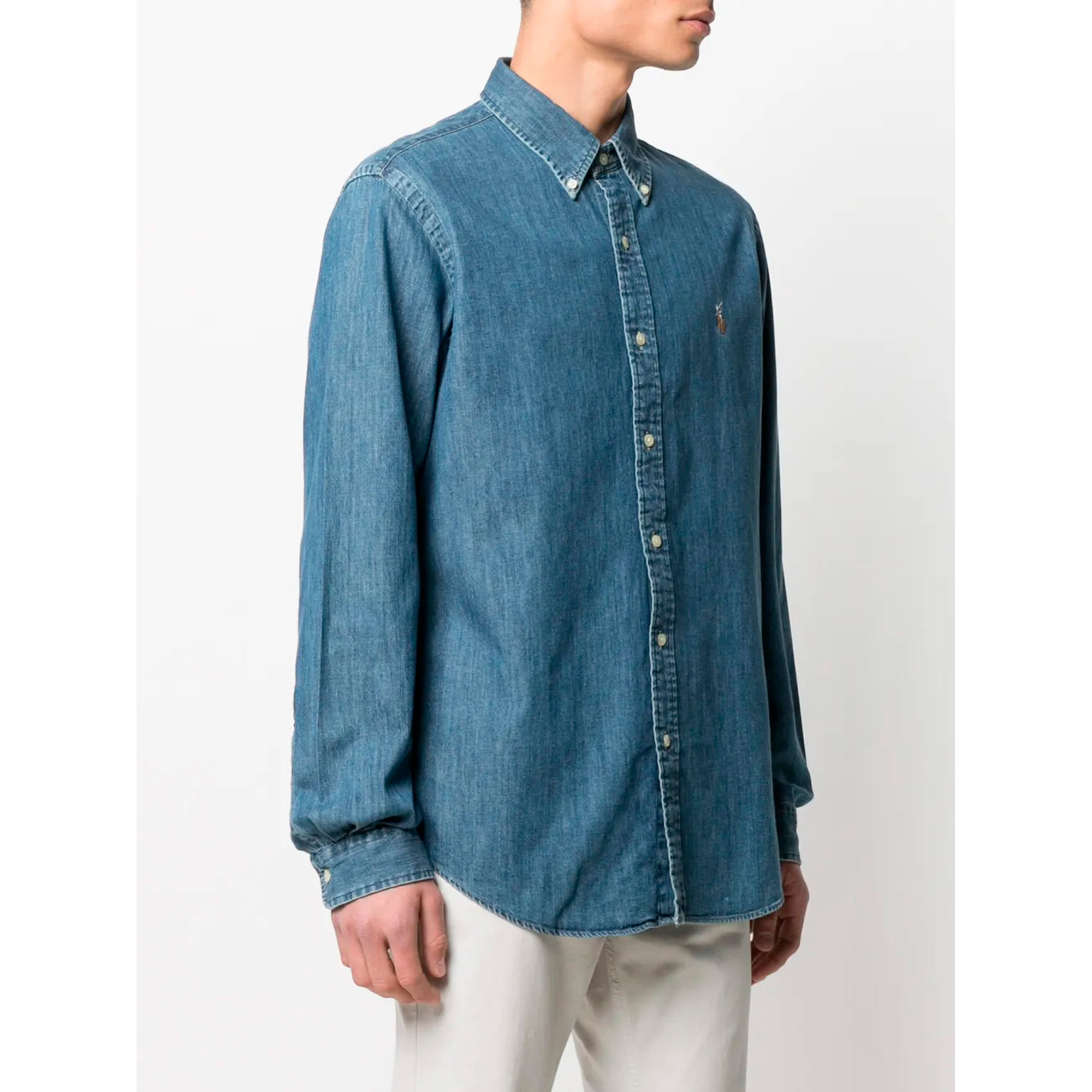 Custom Fit Denim Shirt 710792043001 Polo Ralph Lauren vista2
