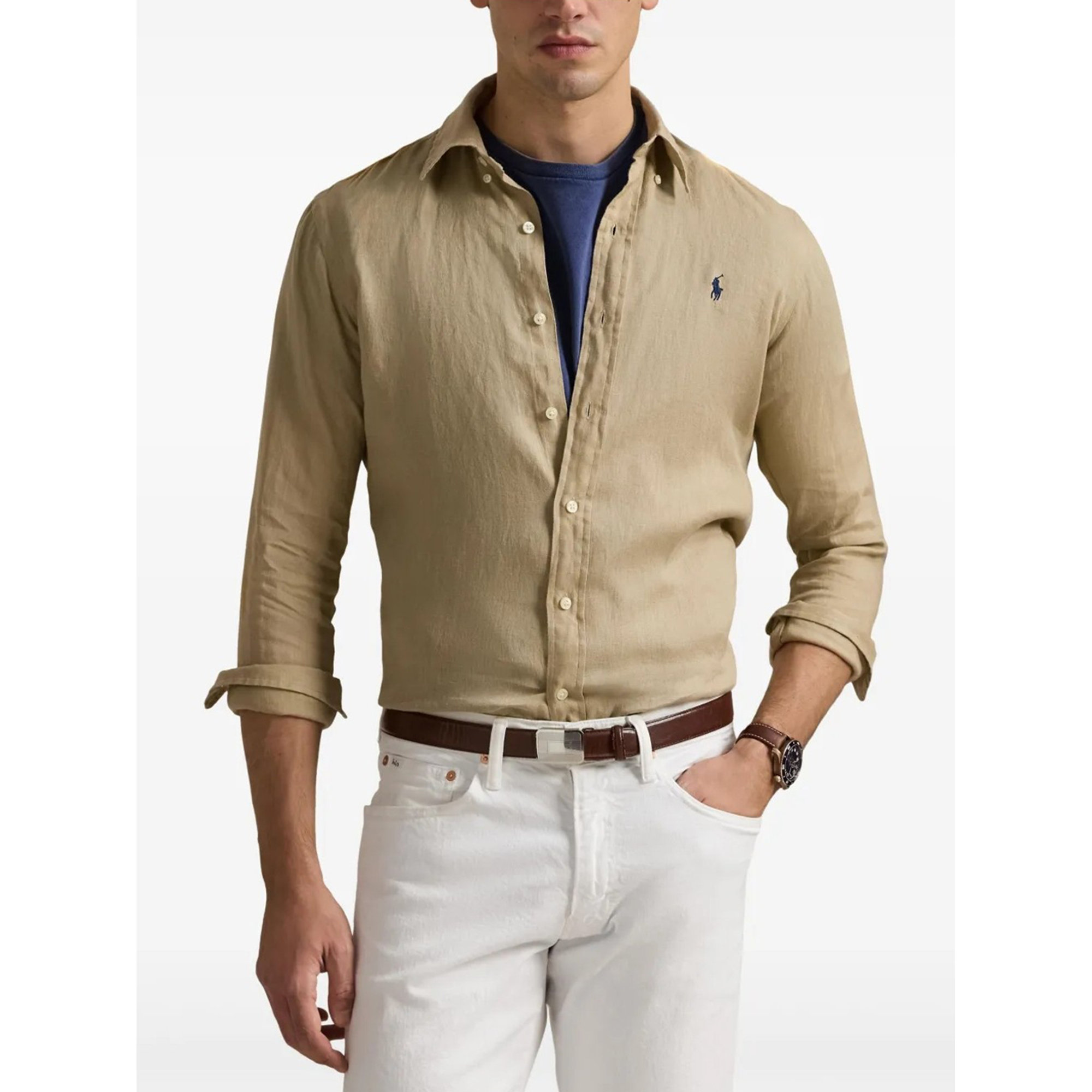 Custom Fit Linen Shirt 710966294001 Polo Ralph Lauren vista2