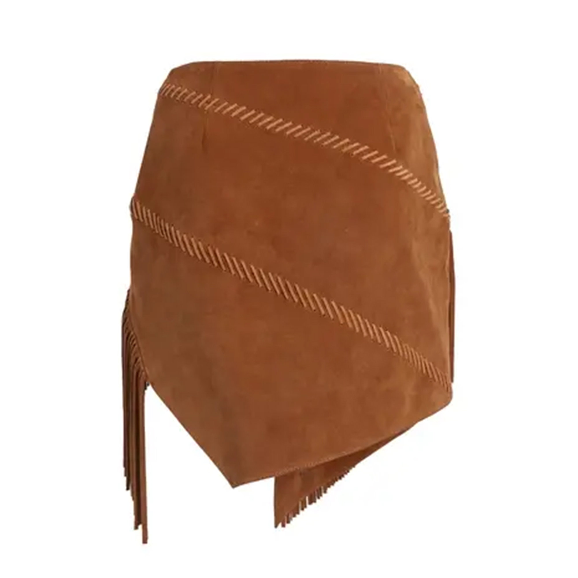 Suede Asymmetric Fringed Skirt Copj91f6036 Coperni vista1