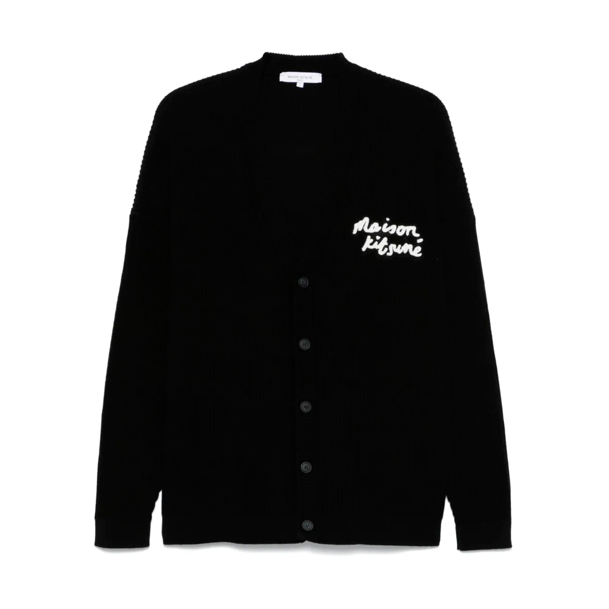 Handwriting Comfort Ribbed Cardigan Om00505kt1126 Maison Kitsuné vista0