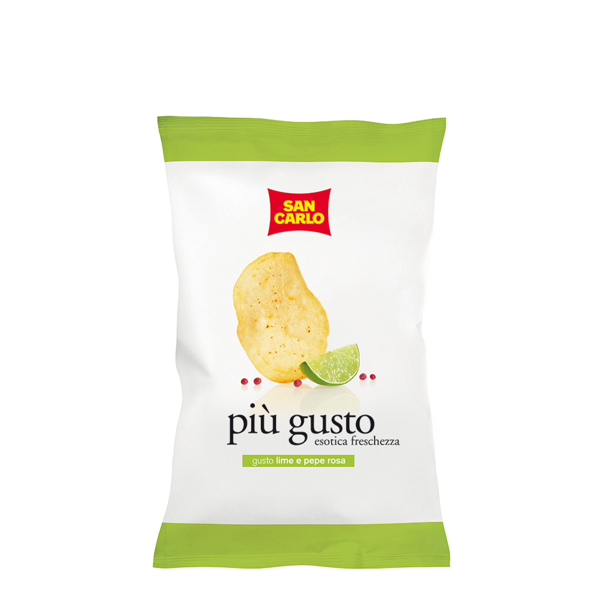 40 confezioni - Chips Più Gusto Lime e Pepe Rosa 25 gr San Carlo vista1