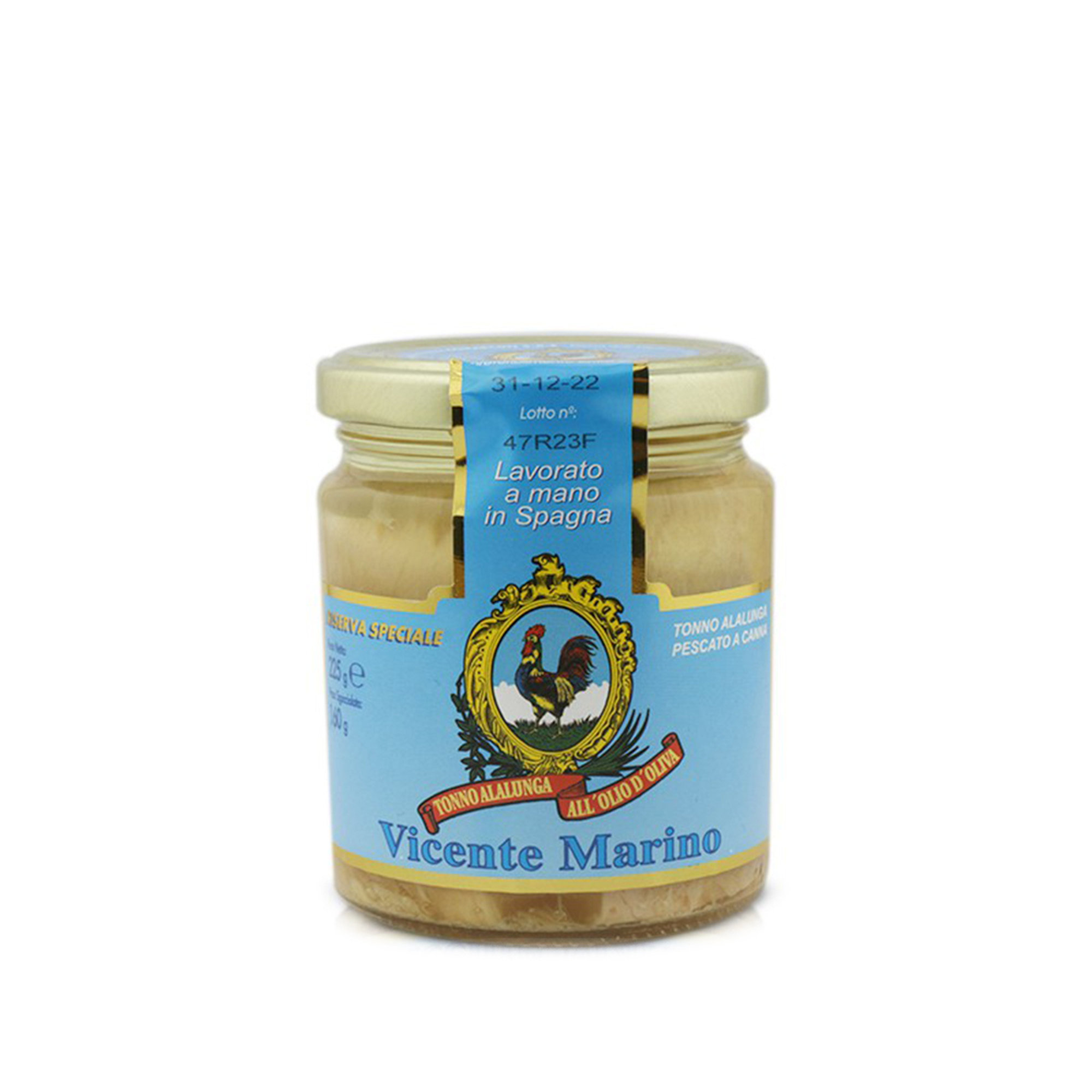 12 jars - Alalunga Tuna in olive oil, barrel-shaped Special Reserve 225 gr Vicente Marino vista1