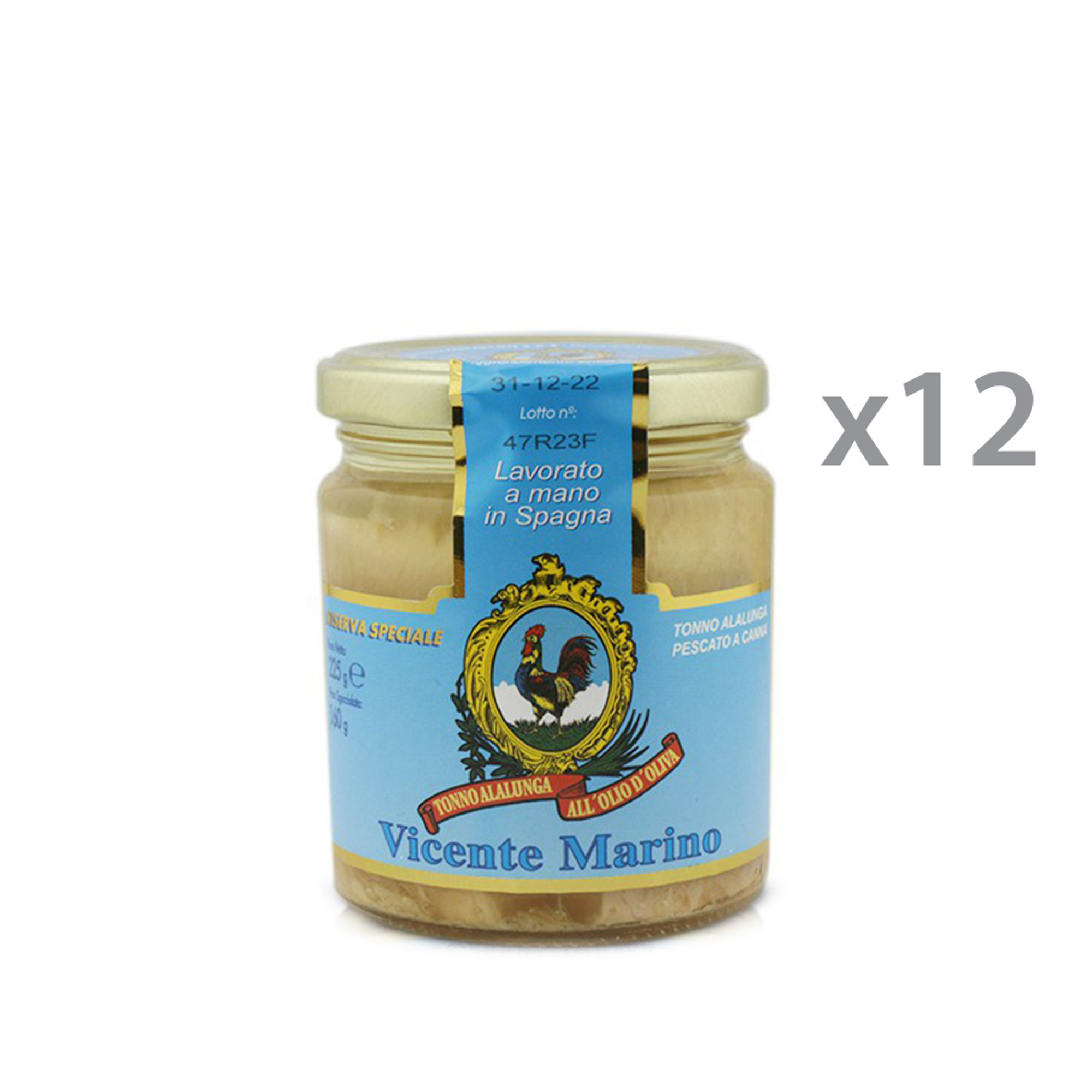 12 jars - Alalunga Tuna in olive oil, barrel-shaped Special Reserve 225 gr Vicente Marino vista0