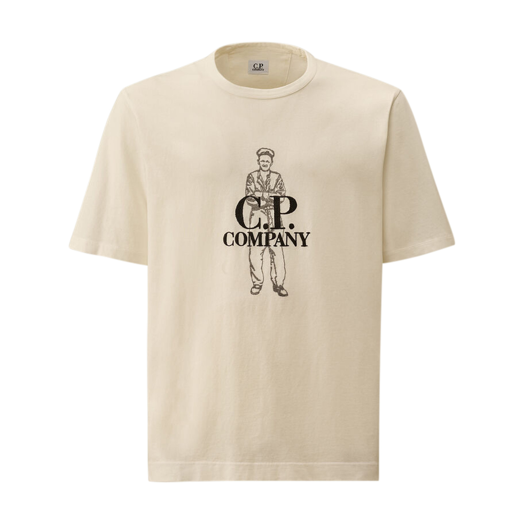 Tシャツ・カットソー C.P. COMPANY Men Polo Shirts 18CMTS179A 005697G327 Beige Polo CP Company Logo T-shirt of Men | Ventis
